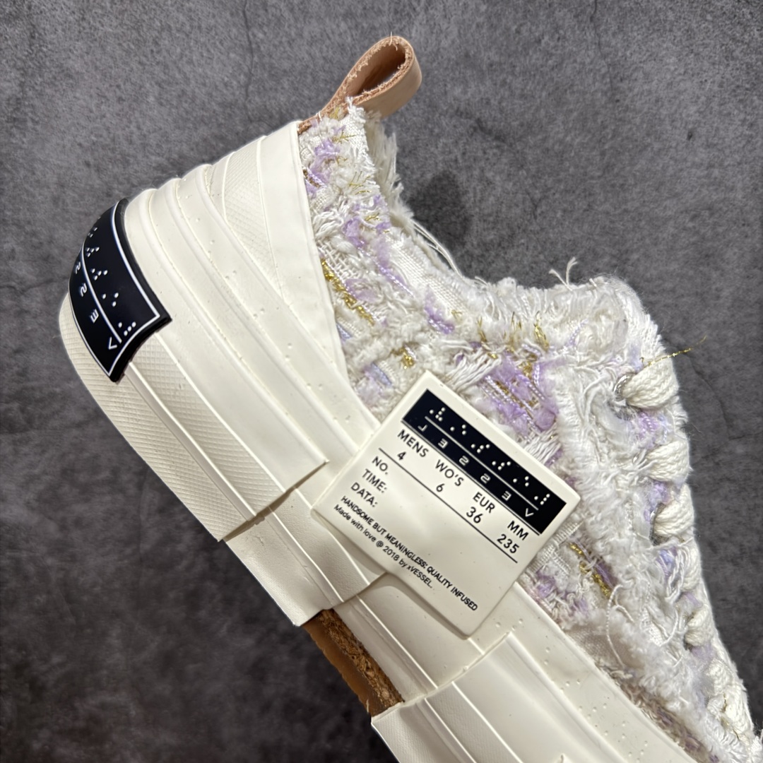 图片[7]-【莞产纯原】xVESSEL G.O.P. Low 吴建豪主理品牌 解构重叠厚底软木低帮硫化板鞋 小香风 原鞋数据开发 当前市售最高版本 正确半贴合鞋标工艺 正确鞋头上翘整体楦型 紫外光变色效果 原厂12蛊司厚实舒适帆布面料 流苏做旧复古效果 支持NFC网页编码识别 升级厚实木塞内底 纯手工贴合多重围条硫化工艺 市售最强品质 实拍即所得 秒杀市场所有版本 随意对比 尺码：35 36 37 38 39 40-选品中心