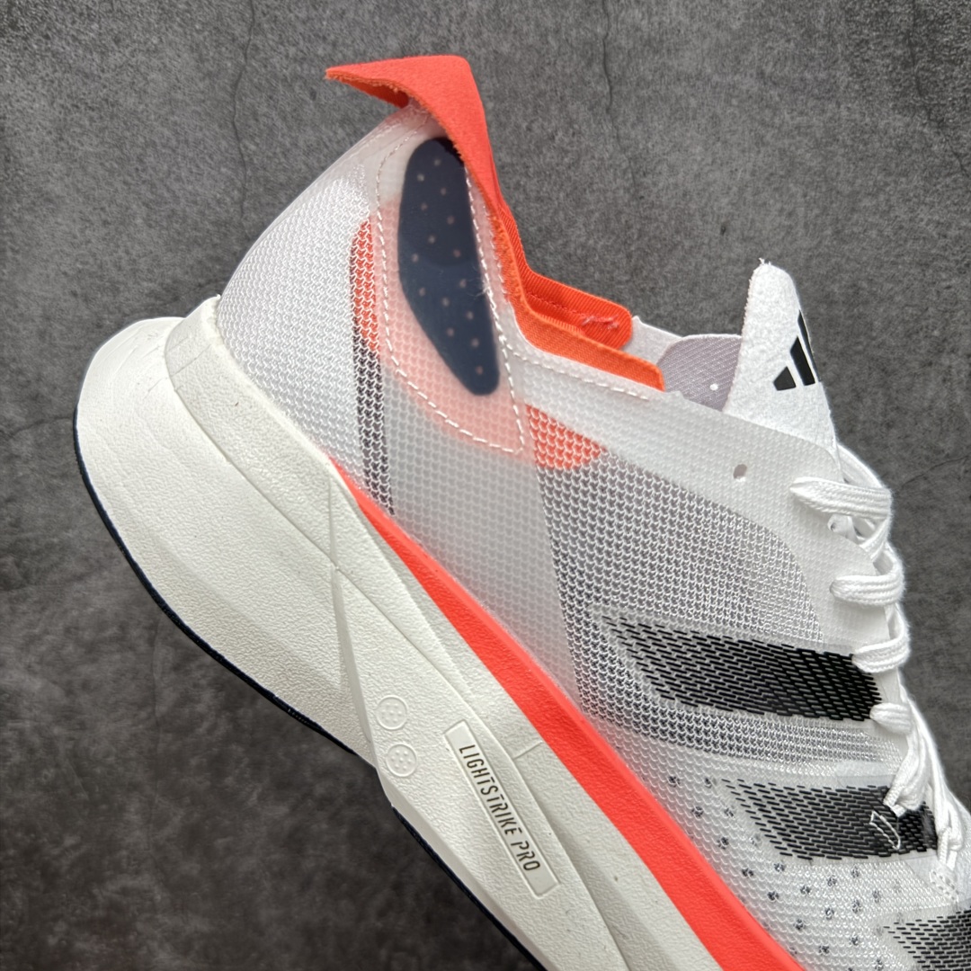 图片[7]-【HD真碳组合底】adidas Adizero Adios Pro 3 舒适百搭减震防滑耐磨 低帮 碳板 马拉松跑步鞋 波士顿3代夏季透气网眼竞速跑鞋 IE1053 延续爪型玻璃纤维推进系统 进化为全掌式的ENERGY RODS 2.0 从脚跟到脚趾的一体成形设计 强化整体推进力 提升速度表现 升级透气鞋面更具支撑性 利用ENGINEERED MESH技术进行不同密度织纹 强化支撑性 更使用50%以上的回收材料製成 减低塑料浪费 此外变薄的鞋舌为前掌提供更多空间 提供跑者更好的穿着感受 马牌轮胎大底耐磨性佳 大底全掌采用耐磨的Continental马牌轮胎大底 在各种环境下保有良好抓地力 尺码：36-45-选品中心