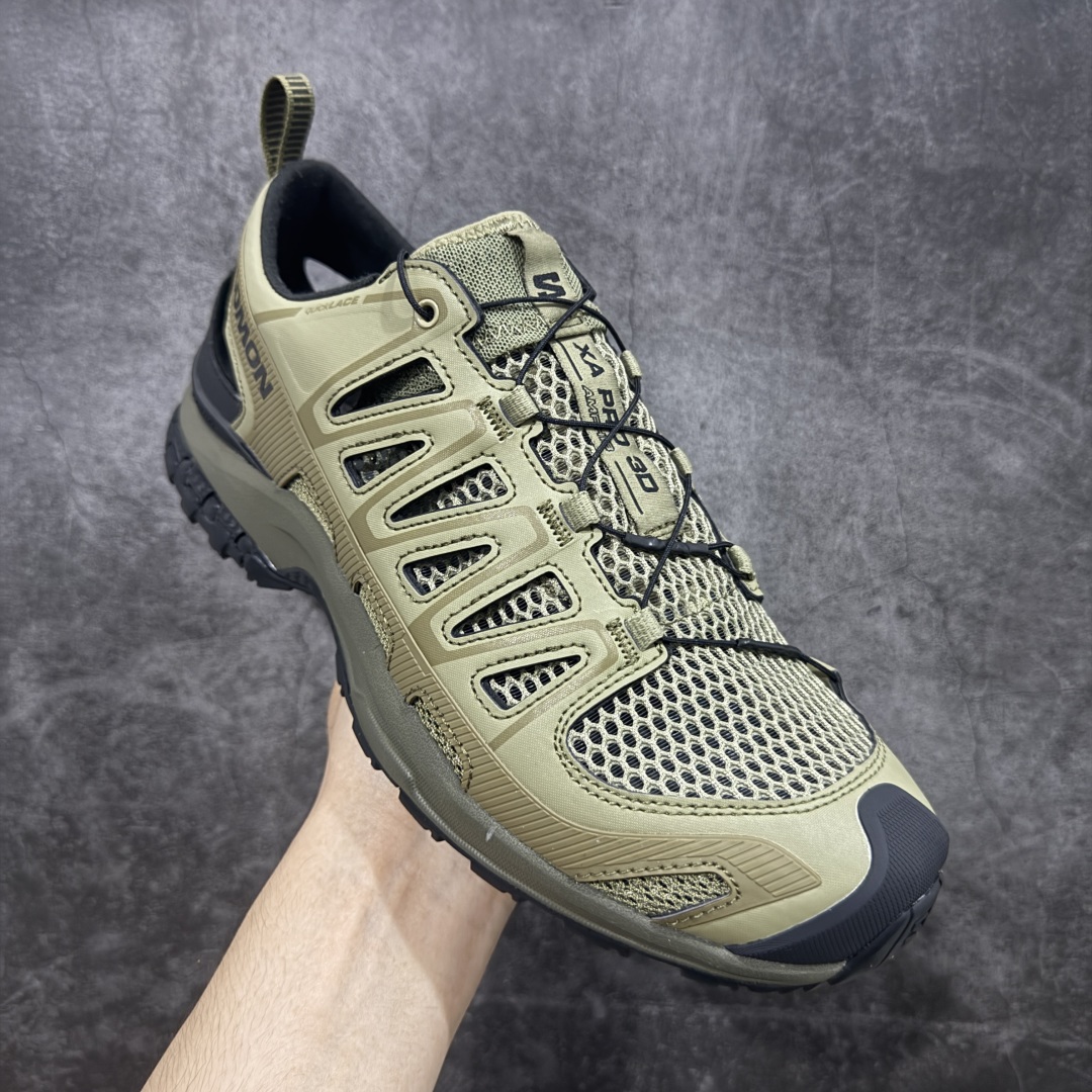 图片[3]-【666版本】SALOMON萨洛蒙XA PRO AMPHIB舒适柔软 透气耐磨 溯溪鞋 男女同款 军绿色 绿黑色 纯原外贸平台特供订单 耗时半年巨作 #全套原纸板楦头开发 #原厂特供网布配套加持 #确保原汁原味 完美呈现版型 #原档数据独家私模五层组合大底 #男女鞋同步官方开发至46 #原装Ortholite轻量化鞋垫 #中底布带钢印编号 原厂TPU锁扣 #进口港宝加持 后跟自然饱满 还原公司包裹性 #鞋面采用SENSIFT贴合技术 #全方位贴合包裹脚型 #鞋跟部鞋底牵引设计 #提供强大的抓地性能 #更适应野外崎岖不平的道路 #其3D ADVANCED CHASSIS底盘 材料轻量大化 钉齿设计更具稳定性 防护性 #鞋底易磨损区运用CONTAGRIP高耐磨材料 应对城市硬质路面长距离跑考验 货号：477399 尺码：36 36.5 37.5 38 38.5 39 40 40.5 41 42 42.5 43 44 45 46-选品中心