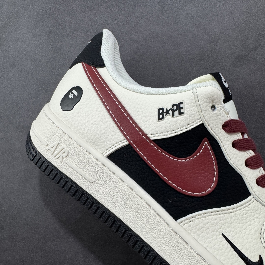 图片[6]-【定制版】Nike Air Force 1\’07 Low Bape联名 米黑拼接酒红 空军一号低帮休闲板鞋 QW5836-007  #原楦头原纸板 原装鞋盒 定制五金配件 内置全掌气垫 原厂鞋底   尺码：36 36.5 37.5 38 38.5 39 40 40.5 41 42 42.5 43 44 44.5 45-选品中心