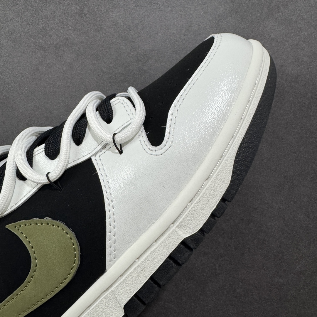 图片[5]-【YC纯原】Nike Dunk Low 寻迹使者 黑白 当定制画笔蘸取反转勇气，白为画布，黑作序章，鞋侧橄榄绿Swoosh刺破常规轨迹。鞋侧破裂风「MIRACLE」是打破常规的宣言，后跟橙标如黑夜升起的信号灯，点燃探索的野心。踏遍千篇一律，无主之地，皆为疆域。 货号： WG0414-024 尺码： 40 40.5 41 42 42.5 43 44 44.5 45 46-选品中心