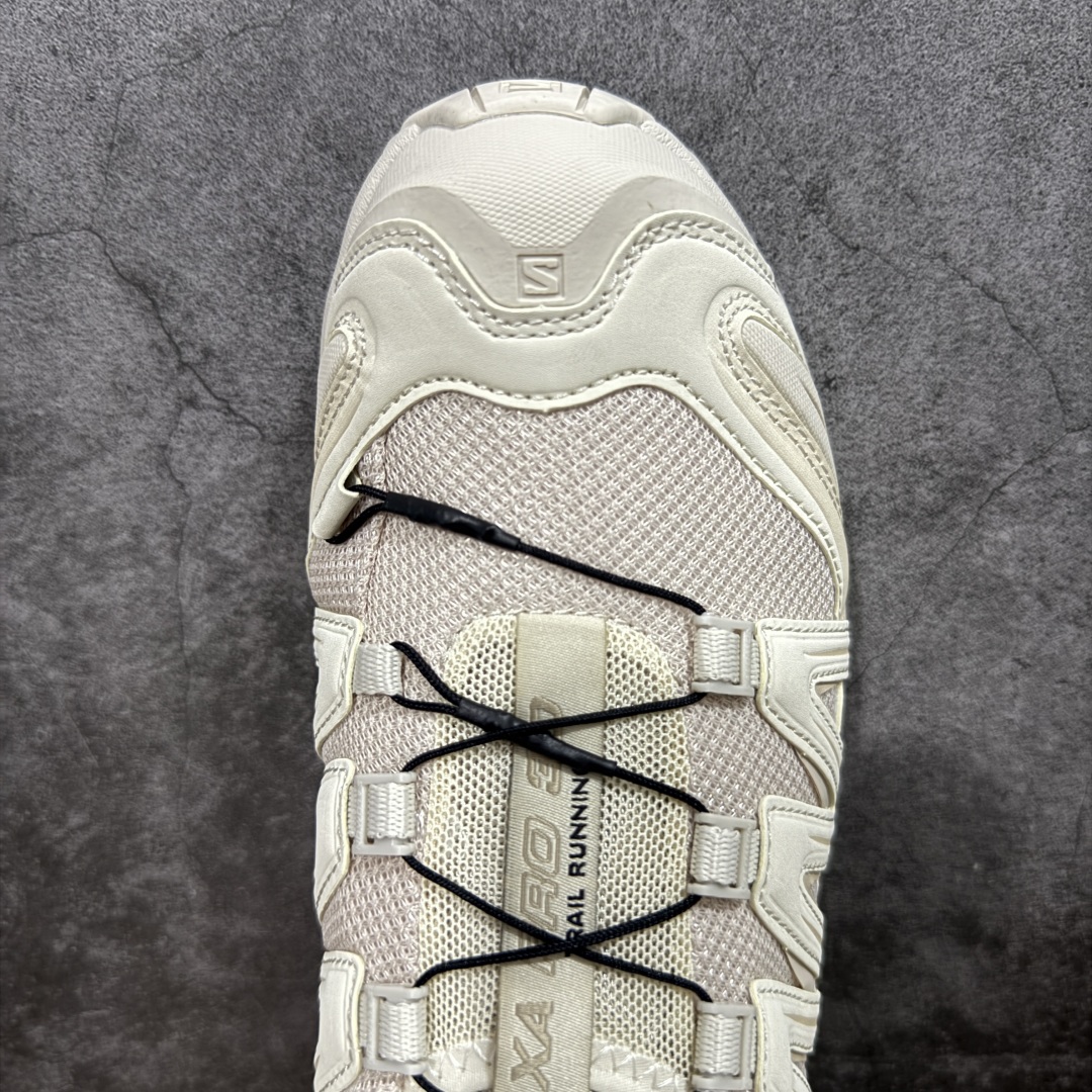 图片[5]-【666版本】SALOMON 萨洛蒙 XA PRO 3D 户外运动 网布减震防滑透气 低帮跑步鞋 男女同款 白色 477396 全新品质 巅峰之作 所有配色均购物原版拆解1：1开发 原材料打造 非市场公版便宜货 私模大底 清洁度比市场所有版本都高 全套原纸板楦头开发 原厂网布配套 确保原汁原味 完美呈现版型 原档数据独家私模五层组合大底 男女鞋同步官方开发至46 原装Ortholite轻量化鞋垫 中底布带钢印编号 原厂TPU锁扣 进口港宝加持 后跟自然饱满 还原公司包裹性 鞋面采用SENSIFT贴合技术 全方位贴合包裹脚型 鞋跟部鞋底牵引设计 提供强大的抓地性能 更适应野外崎岖不平的道路 其3D ADVANCED CHASSIS底盘 材料轻量大化 钉齿设计更具稳定性 防护性 鞋底易磨损区运用CONTAGRIP高耐磨材料 应对城市硬质路面长距离跑考验 尺码：36 36.5 37.5 38 38.5 39 40 40.5 41 42 42.5 43 44 45 46-选品中心