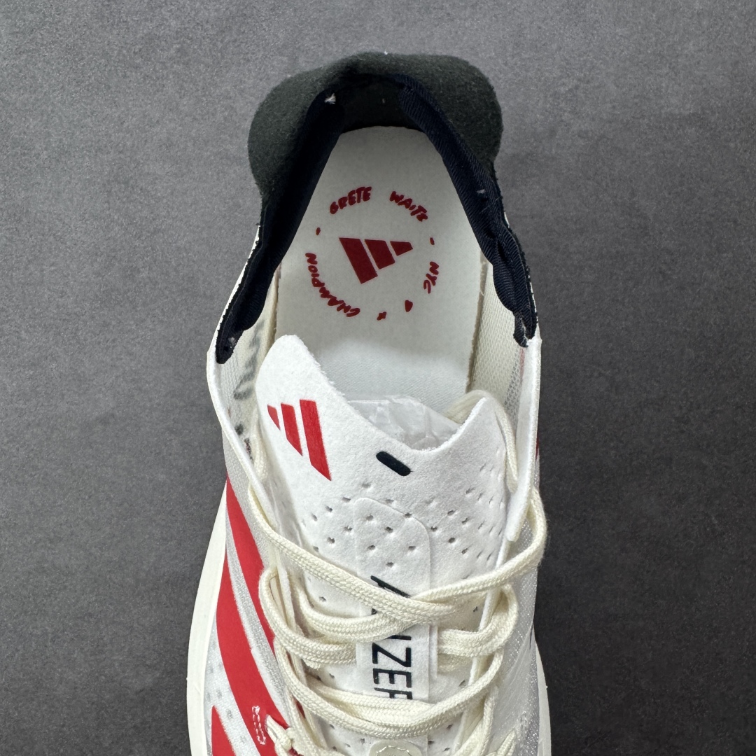 图片[7]-【HD真碳组合底】adidas Adizero Adios Pro 3 舒适百搭减震防滑耐磨 低帮 碳板 马拉松跑步鞋 波士顿3代夏季透气网眼竞速跑鞋 GW7261 延续爪型玻璃纤维推进系统 进化为全掌式的ENERGY RODS 2.0 从脚跟到脚趾的一体成形设计 强化整体推进力 提升速度表现 升级透气鞋面更具支撑性 利用ENGINEERED MESH技术进行不同密度织纹 强化支撑性 更使用50%以上的回收材料製成 减低塑料浪费 此外变薄的鞋舌为前掌提供更多空间 提供跑者更好的穿着感受 马牌轮胎大底耐磨性佳 大底全掌采用耐磨的Continental马牌轮胎大底 在各种环境下保有良好抓地力 尺码：36-45-选品中心