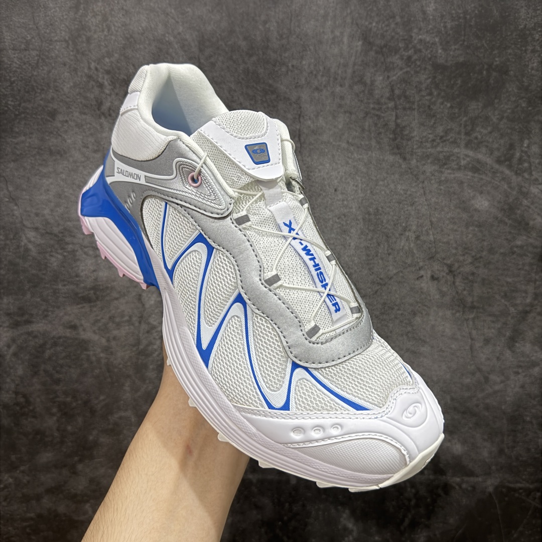 图片[3]-【666版本】SALOMON 萨洛蒙 XT-WHISPER 舒适百搭耐磨轻便低帮 休闲越野训练城市通勤跑步鞋 男女同款 白蓝色 纯原外贸平台特供订单 耗时半年巨作 #全套原纸板楦头开发 #原厂特供网布配套加持 #确保原汁原味 完美呈现版型 #原档数据独家私模五层组合大底 #男女鞋同步官方开发至46 #原装Ortholite轻量化鞋垫 #中底布带钢印编号 原厂TPU锁扣 #进口港宝加持 后跟自然饱满 还原公司包裹性 #鞋面采用SENSIFT贴合技术 #全方位贴合包裹脚型 #鞋跟部鞋底牵引设计 #提供强大的抓地性能 #更适应野外崎岖不平的道路 #基于 SALOMON 初代 XT 鞋身造型并搭载 4D ADVANCED CHASSIS™ 大底打造而成 为这款 XT-WHISPER 带来了多项足部控制与保护等功能性 如在运动过程中控制左右晃动的过程而提高稳定性、改善长途越野过程中足中到足尖的过渡、提高感知岩石的精确度以抵抗尖锐物体对脚底的伤害以及采用动态缓冲来增强穿着舒适感 从而减轻疲劳感 使 XT-WHISPER 成为一双舒适且安全的户外之履 货号：479821 尺码：36 36.5 37.5 38 38.5 39 40 40.5 41 42 42.5 43 44 45 46-选品中心