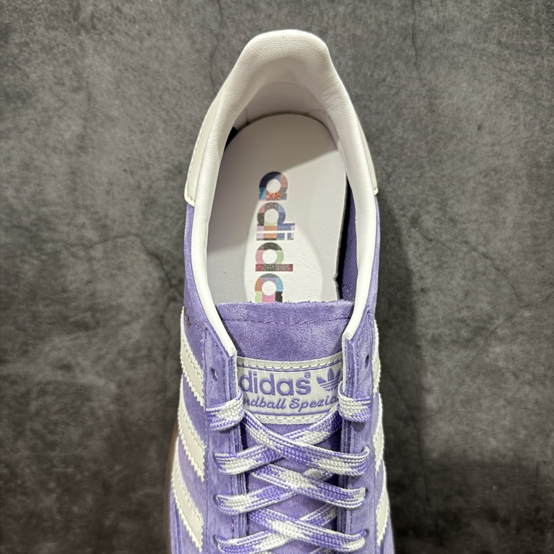
【渠道纯原版】Adidas Handball Spezial  阿迪达斯经典款牛皮复古休闲板鞋 白紫生