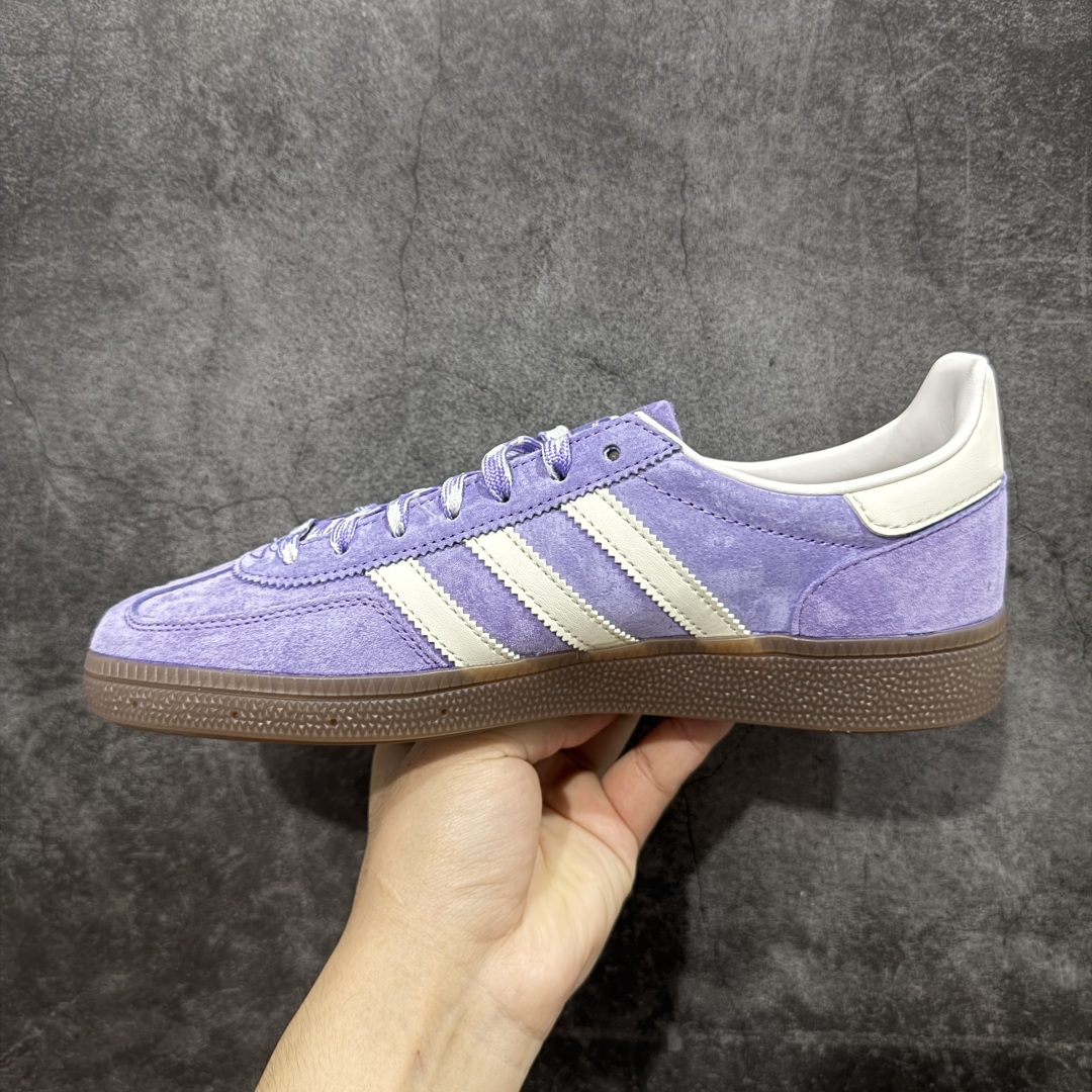 
【渠道纯原版】Adidas Handball Spezial  阿迪达斯经典款牛皮复古休闲板鞋 白紫生