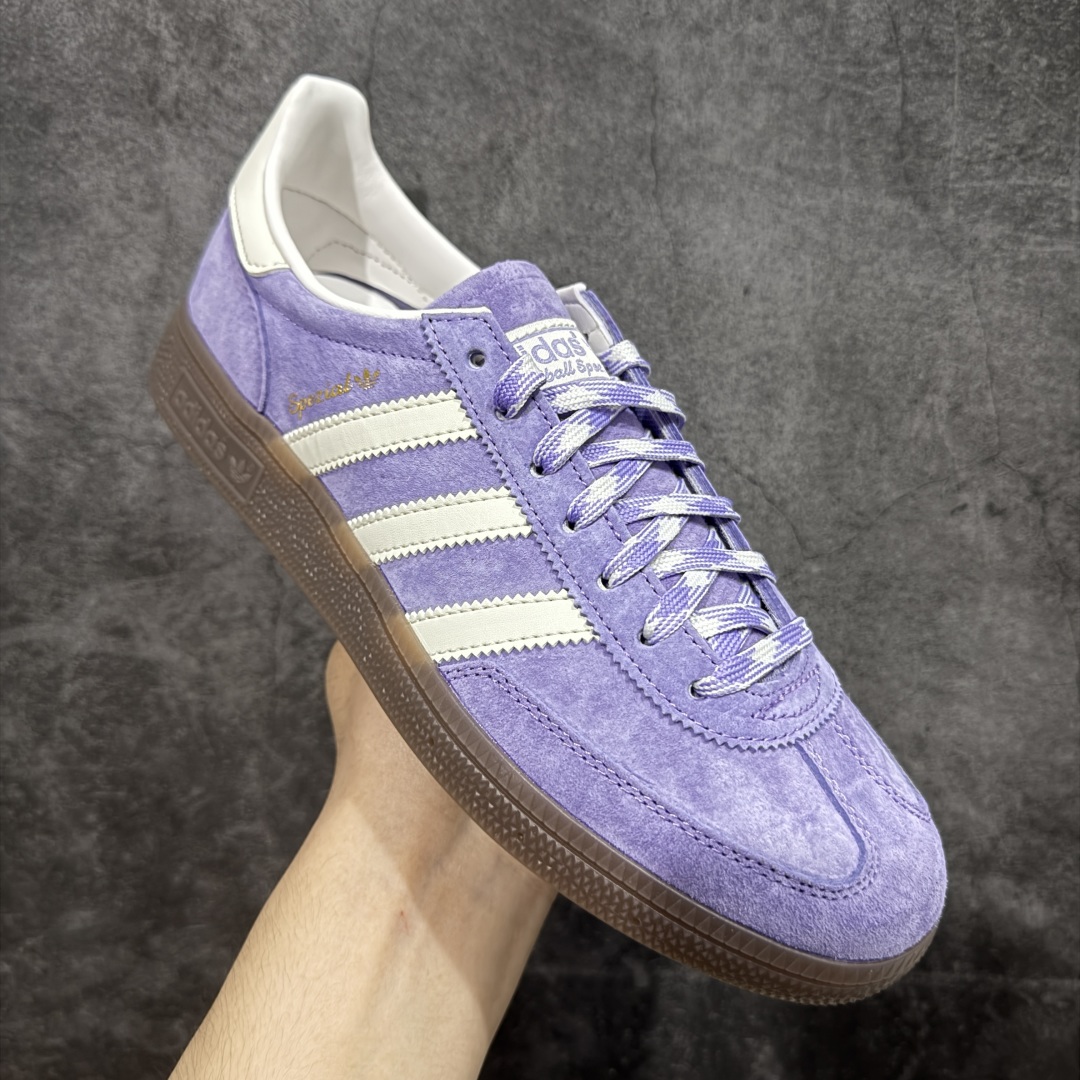 
【渠道纯原版】Adidas Handball Spezial  阿迪达斯经典款牛皮复古休闲板鞋 白紫生