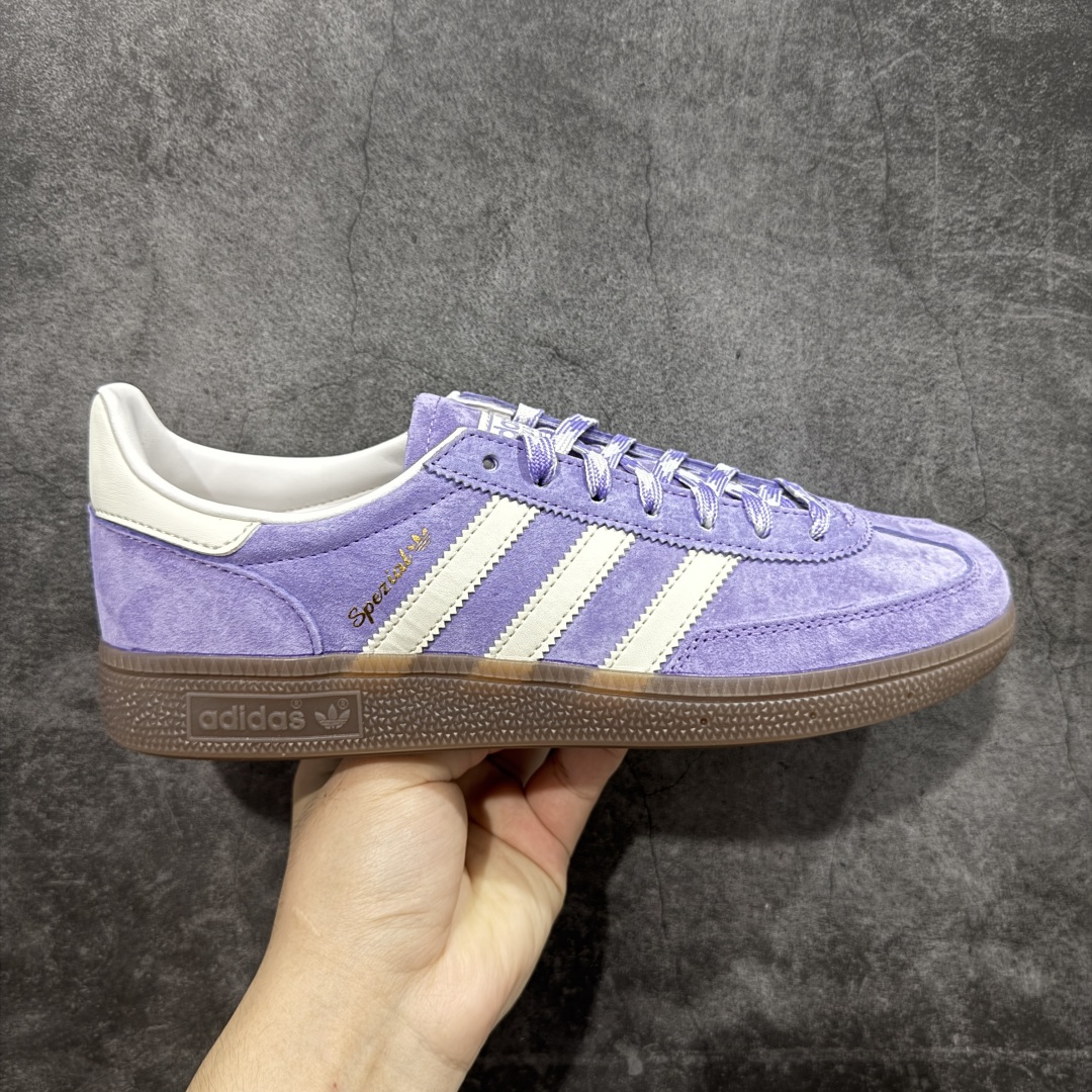 
【渠道纯原版】Adidas Handball Spezial  阿迪达斯经典款牛皮复古休闲板鞋 白紫生