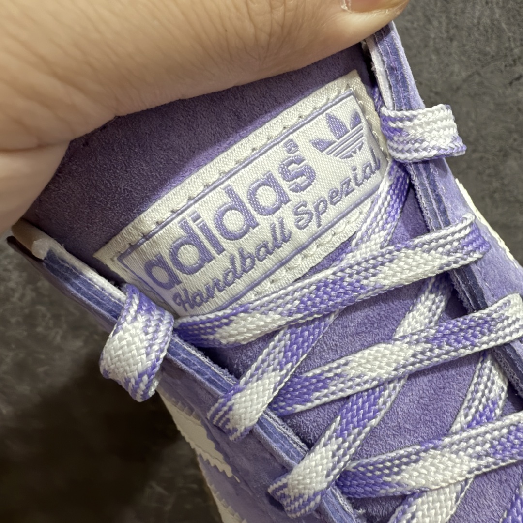 
【渠道纯原版】Adidas Handball Spezial  阿迪达斯经典款牛皮复古休闲板鞋 白紫生
