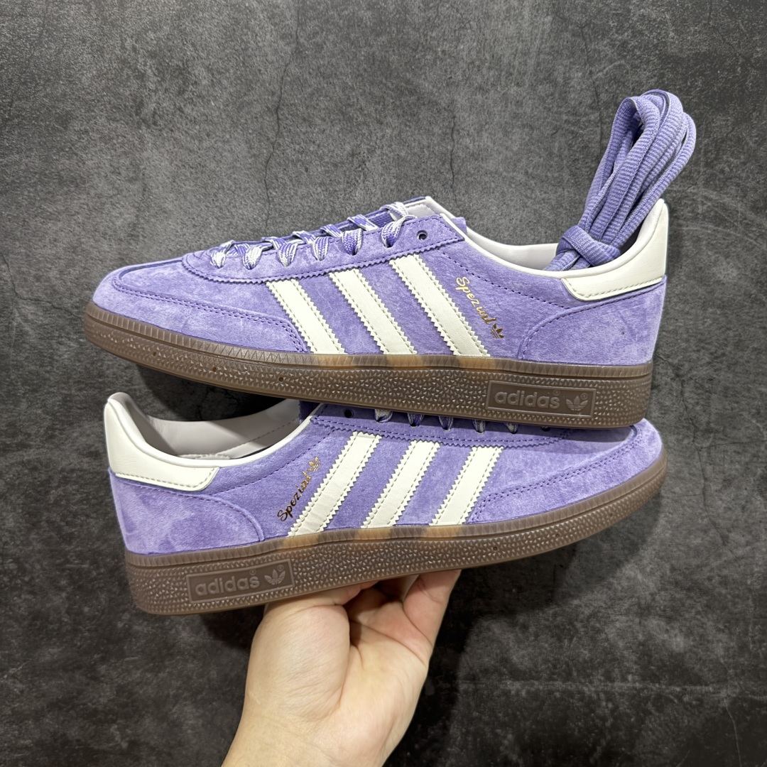
【渠道纯原版】Adidas Handball Spezial  阿迪达斯经典款牛皮复古休闲板鞋 白紫生