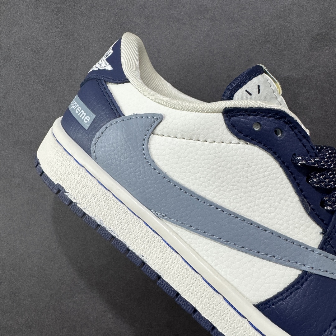 图片[6]-【定制版】Travis Scott x Nike Air Jordan 1 Low x Superme Air Jordan 1 Low 反转蓝白小勾满天星倒钩 纯原版本 全鞋采用原装头层皮，用料扎实 精雕细琢 鞋型极致还原 飞翼3D打印改良 深度立体 四线中底拉帮皮料选材 钢印 背胶一应俱全 全新批次 原装原模大底全鞋原厂定制皮料，手感细腻正确折边工艺 完美细节诠释 货号：JW1188 132 尺码：36 36.5 37.5 38 38.5 39 40 40.5 41 42 42.5 43 44 44.5 45-选品中心