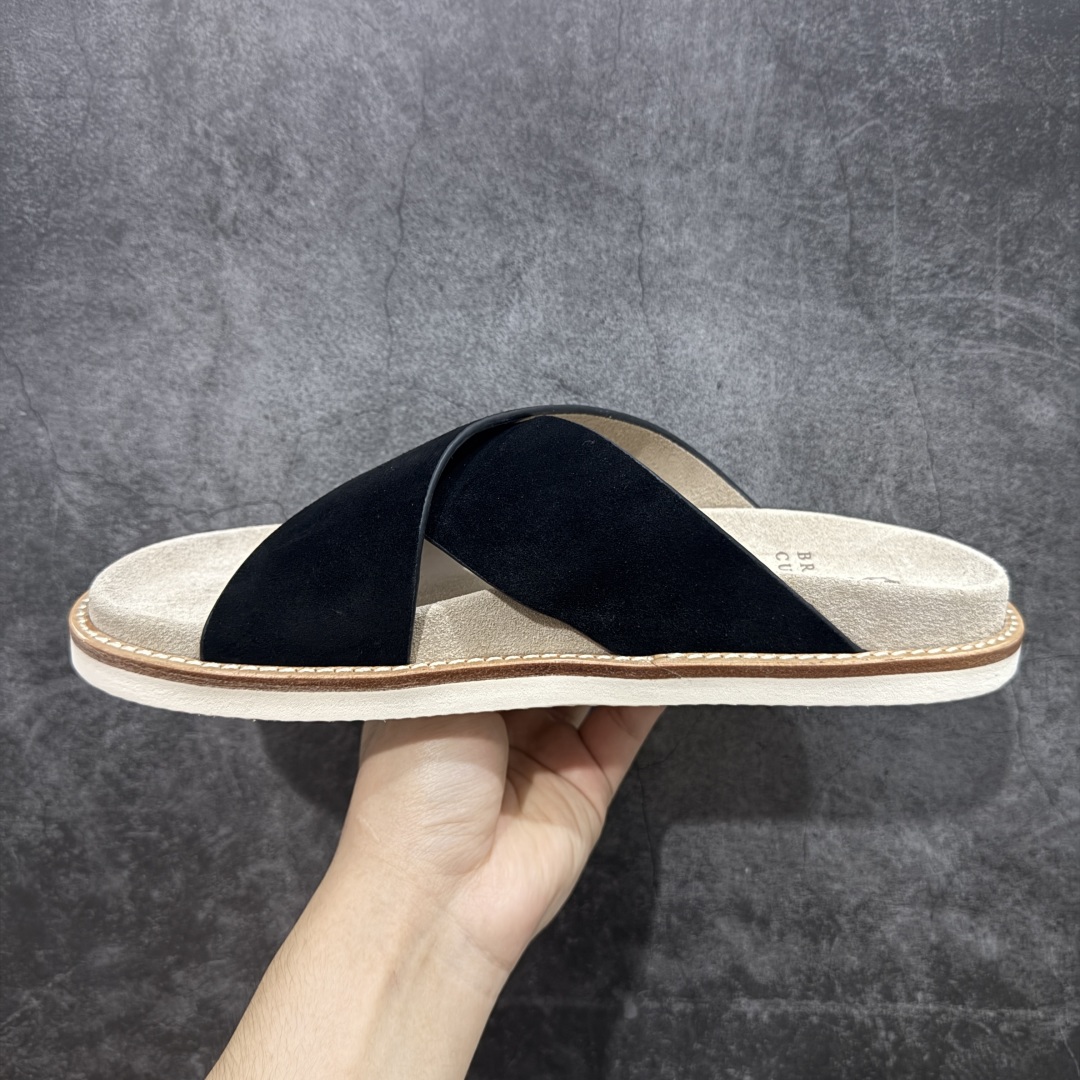 图片[2]-【佛山超a版】Brunello Cucinelli，BC 2025ss新款拖鞋出货🌈古铜 卡其色Logo双排扣凉拖，复古简约又不失时尚感，搭在任何穿搭上，都能轻松提升整体造型的精致度，每一步都走出随性自在 ，原版抽屉式包装，精致而大气i！ 面料：反毛皮 大底：超轻橡胶发泡 尺码：男款39-45-选品中心