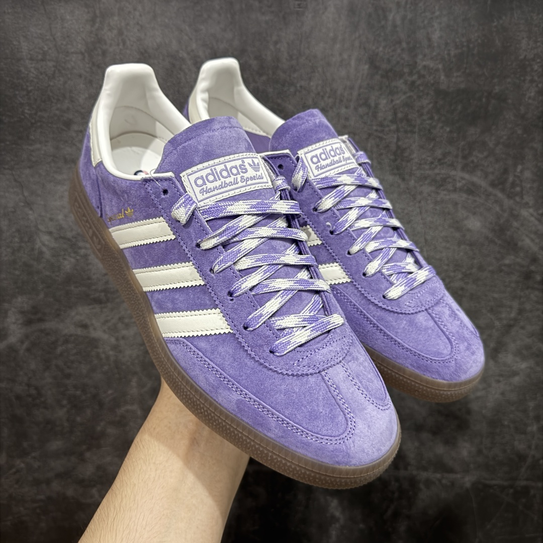  
【纯原版】Adidas Handball Spezial  阿迪达斯经典款牛皮复古休闲板鞋 紫白生胶