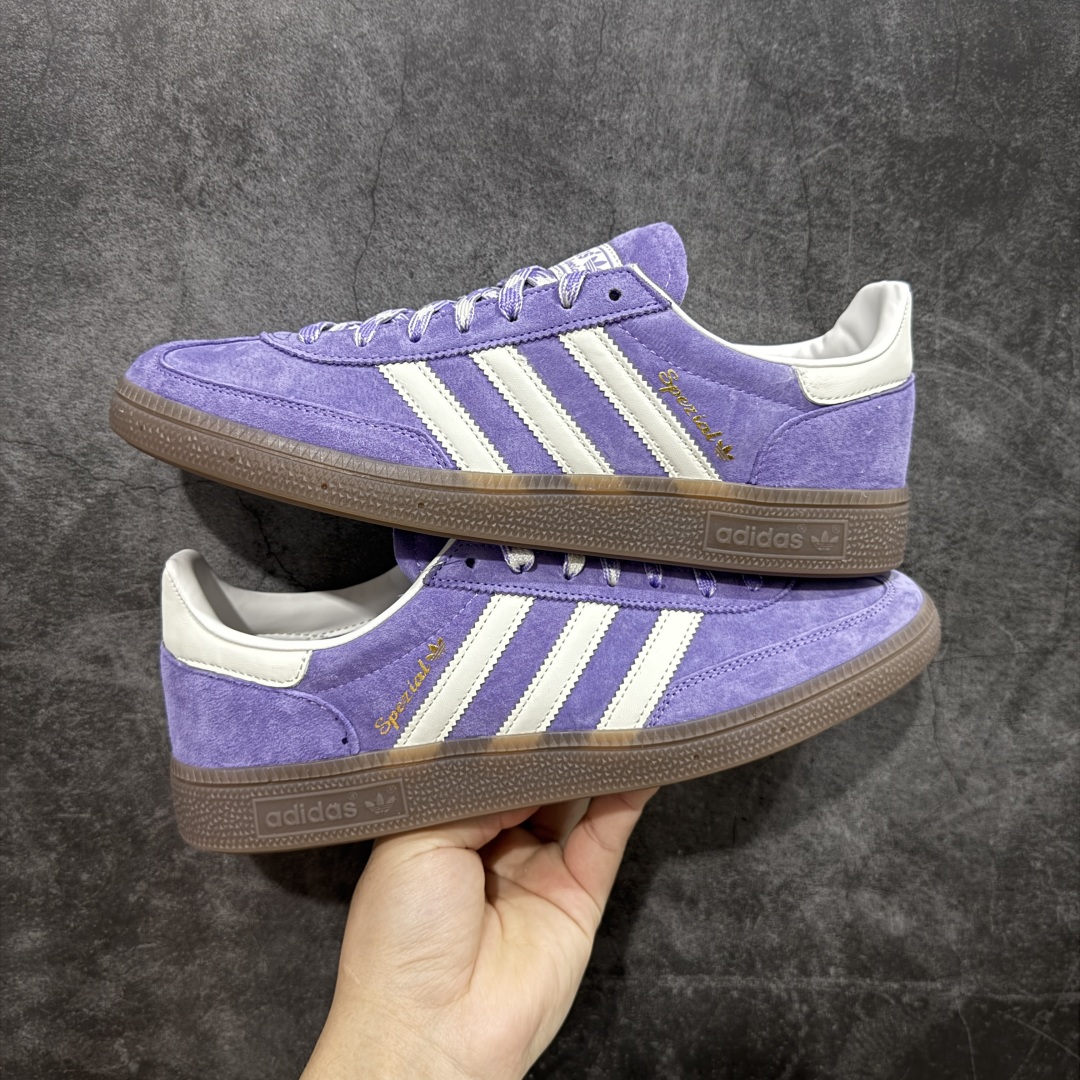  
【纯原版】Adidas Handball Spezial  阿迪达斯经典款牛皮复古休闲板鞋 紫白生胶