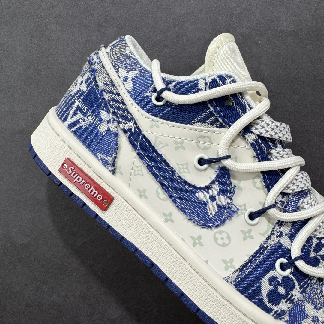 图片[6]-【定制版】Air Jordan 1 Low AJ1 乔1 LV联名 蓝花布抽绳 高端定制 低帮复古篮球鞋 YX5066-373  #定制鞋盒 大厂纯原品质出货 超高清洁度 皮料切割干净无任何毛边 细节完美  尺码：36 36.5 37.5 38 38.5 39 40 40.5 41 42 42.5 43 44 44.5 45-选品中心