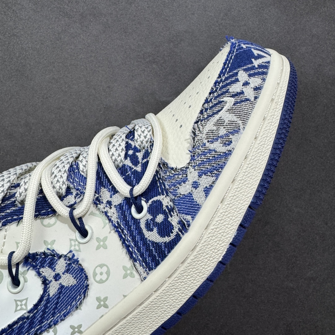 图片[5]-【定制版】Air Jordan 1 Low AJ1 乔1 LV联名 蓝花布抽绳 高端定制 低帮复古篮球鞋 YX5066-373  #定制鞋盒 大厂纯原品质出货 超高清洁度 皮料切割干净无任何毛边 细节完美  尺码：36 36.5 37.5 38 38.5 39 40 40.5 41 42 42.5 43 44 44.5 45-选品中心