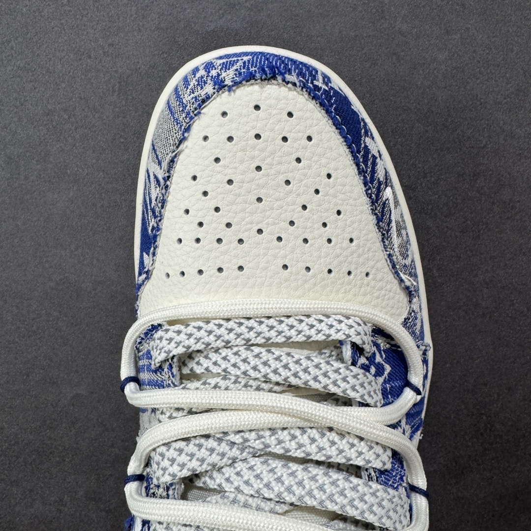 图片[8]-【定制版】Air Jordan 1 Low AJ1 乔1 LV联名 蓝花布抽绳 高端定制 低帮复古篮球鞋 YX5066-373  #定制鞋盒 大厂纯原品质出货 超高清洁度 皮料切割干净无任何毛边 细节完美  尺码：36 36.5 37.5 38 38.5 39 40 40.5 41 42 42.5 43 44 44.5 45-选品中心