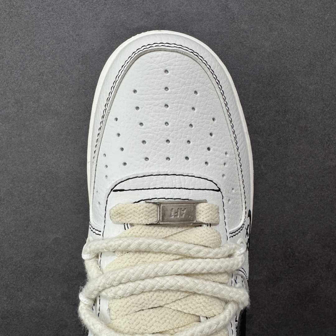 图片[8]-【定制版】Nike Air Force 1 Low 07 x Balenciaga 白黑绑带小钩原楦头原纸板 打造纯正低帮空军版型专注外贸渠道 全掌内置蜂窝气垫 原盒配件 原厂中底钢印、拉帮完美 货号：AM1588 012 尺码：36-45（半）-选品中心