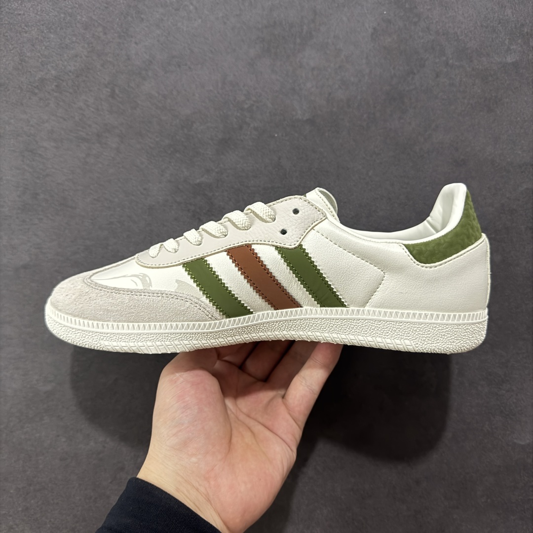 图片[2]-【定制版】adidas originals Samba OG 灰白绿 桑巴舞系列复古经典轻便板鞋 此款以简约大方的造型设计 给人以随性休闲的时尚格调 穿着舒适轻便，运动灵活自如 满足日常个性穿搭 货号：GJ75805 尺码：36 36.5 37 38 38.5 39 40 40.5 41 42 42.5 43 44 44.5 45-选品中心