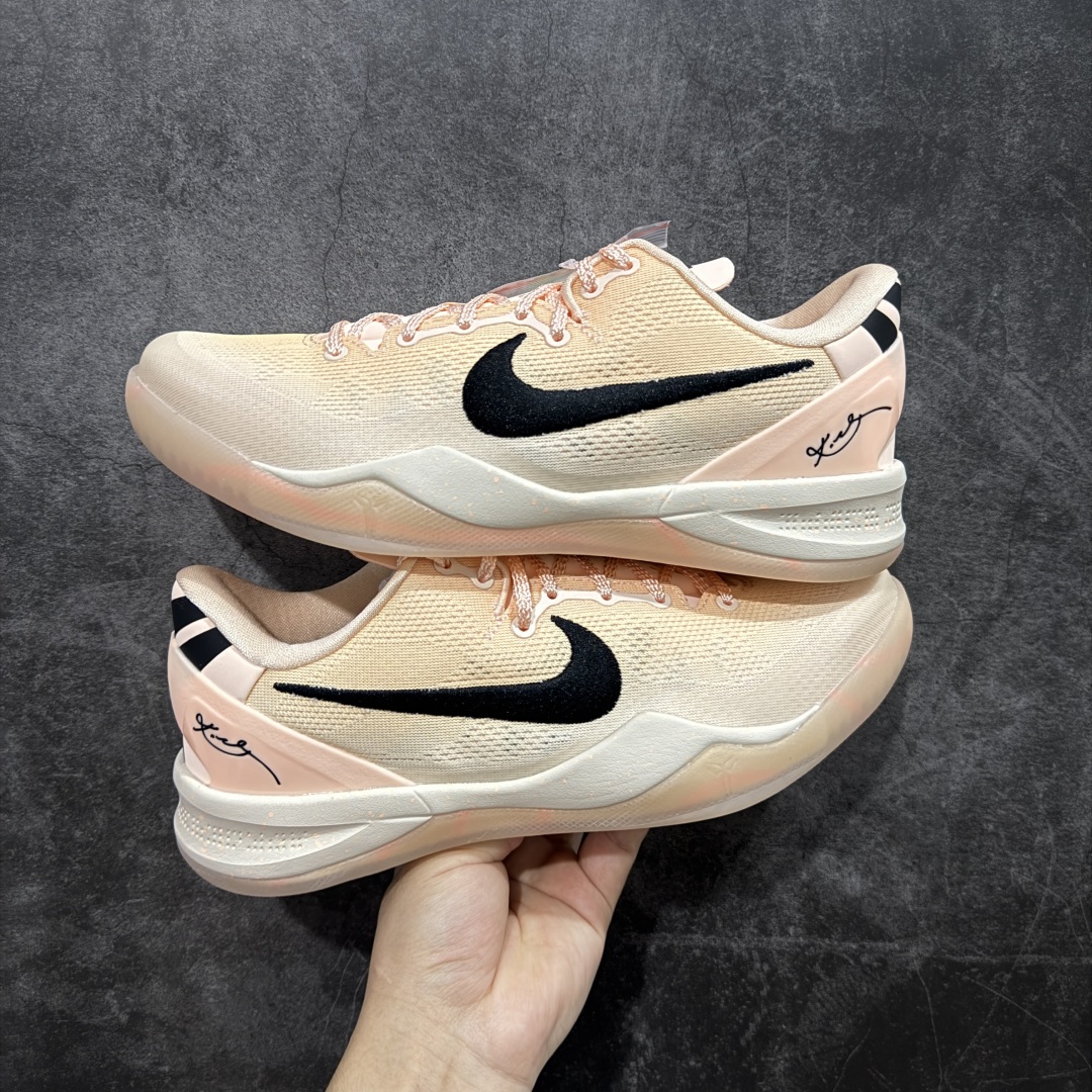  
【外贸纯原】NK Zoom Kobe Ⅷ  科比8代复刻实战运动低帮文化篮球鞋 白粉水蜜桃🍑 HQ3