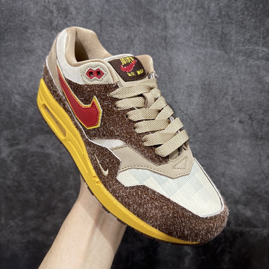 图片[3]-【外贸纯原】.SWOOSH x Nike Air Max 1 “Big Head Origins”舒适百搭 低帮 休闲跑步鞋 男女同款 棕色 货号：HV5876-200 外贸大厂出品 原鞋购入开发 耗时数月研发 原厂皮 原厂辅料 原厂配件 原楦 原纸板 真真的 目前T1品质 尺码：36-47.5-选品中心