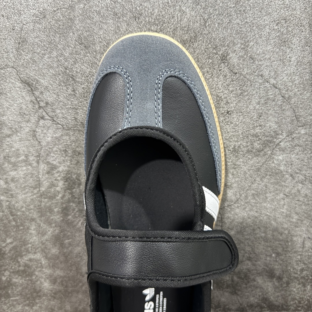 图片[5]-【RS纯原头层】Adidas Samba Janes 玛丽珍板鞋懒人一脚蹬 Adidas Samba Janes采用皮革材质，Adidas Samba Janes的设计融合了经典与现代元素。它采用了玛丽珍鞋的特色设计，如鞋面上的扣带和环扣装饰，同时保留了Samba鞋的经典三道杠设计和橡胶大底。这款鞋的鞋型修长，中足偏窄，整体贴合感强，适合标准脚型和宽脚型的人群 货号：JQ6445 尺码：36-41-选品中心