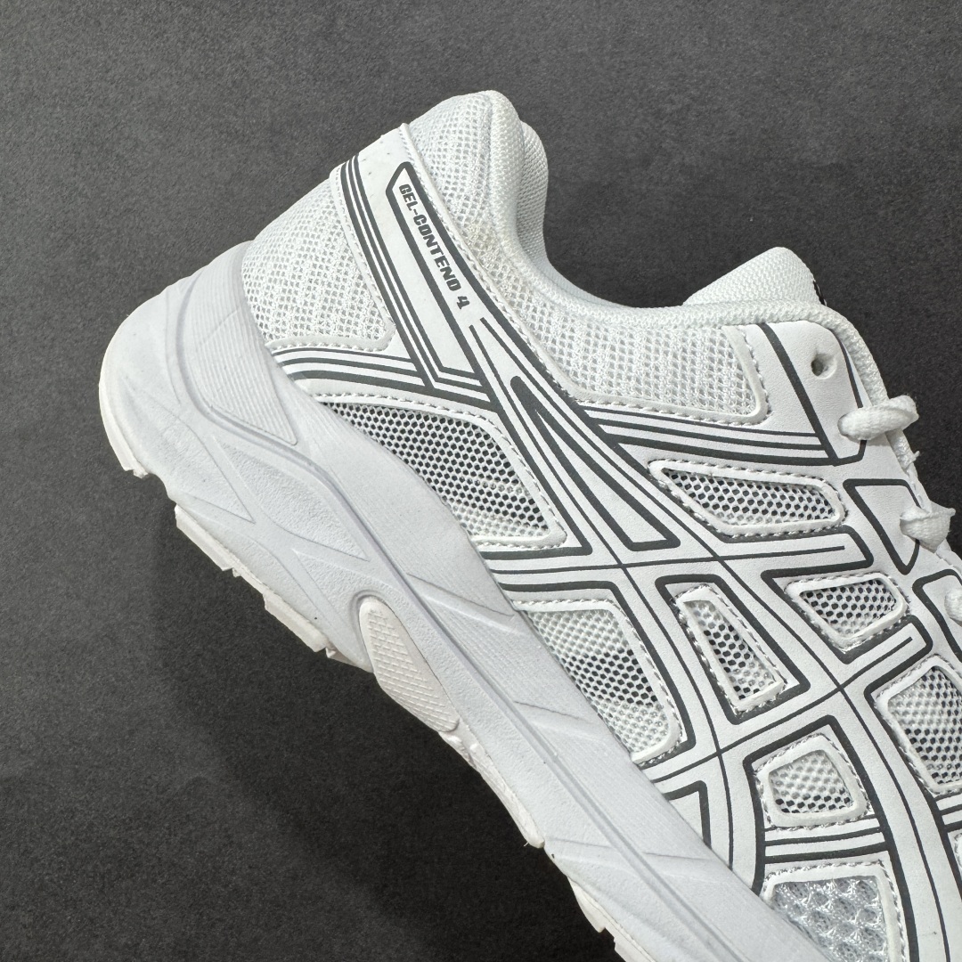 图片[6]-【K8版本】ASICS 亚瑟士 GEL-CONTEND 4缓震回弹透气跑步鞋 高颜值百搭入门级跑鞋 多层网面织物+植绒材质构成了亚瑟士logo图案，具有很高的品牌识别性。网面织物通风透气，植绒材料起到鞋面补强作用，提升跑鞋包裹性和使用寿命。亚瑟士核心就是稳定和缓震，即便GEL-CONTEND 4是最入门的产品，也还是有板有眼的。GEL-CONTEND 4的中底技术叫做AMPLIFOAM，表面上也就是EVA发泡材料的一种，在后跟下面植入GEL缓震胶，增加缓震能力。AHAR+防滑大底几乎布满整个鞋底，一方面能增加跑鞋的寿命，另外一方面在全掌覆盖同时能为足弓下方稳定性进行补强。 尺码：36-45 编码：YBB210220-选品中心