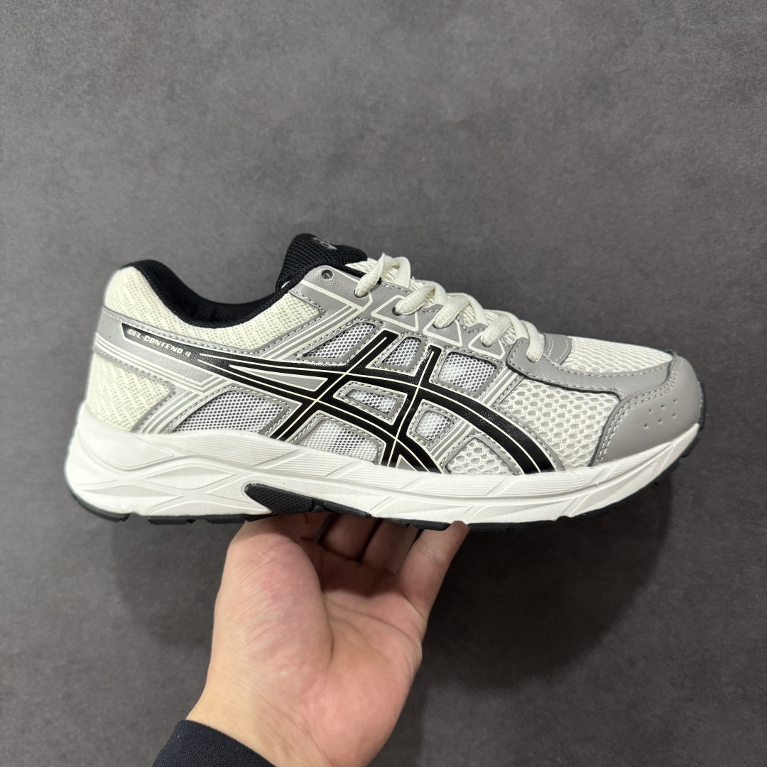【K8版本】ASICS 亚瑟士 GEL-CONTEND 4缓震回弹透气跑步鞋 高颜值百搭入门级跑鞋 多层网面织物+植绒材质构成了亚瑟士logo图案，具有很高的品牌识别性。网面织物通风透气，植绒材料起到鞋面补强作用，提升跑鞋包裹性和使用寿命。亚瑟士核心就是稳定和缓震，即便GEL-CONTEND 4是最入门的产品，也还是有板有眼的。GEL-CONTEND 4的中底技术叫做AMPLIFOAM，表面上也就是EVA发泡材料的一种，在后跟下面植入GEL缓震胶，增加缓震能力。AHAR+防滑大底几乎布满整个鞋底，一方面能增加跑鞋的寿命，另外一方面在全掌覆盖同时能为足弓下方稳定性进行补强。 尺码：36-45 编码：YBB210220-选品中心