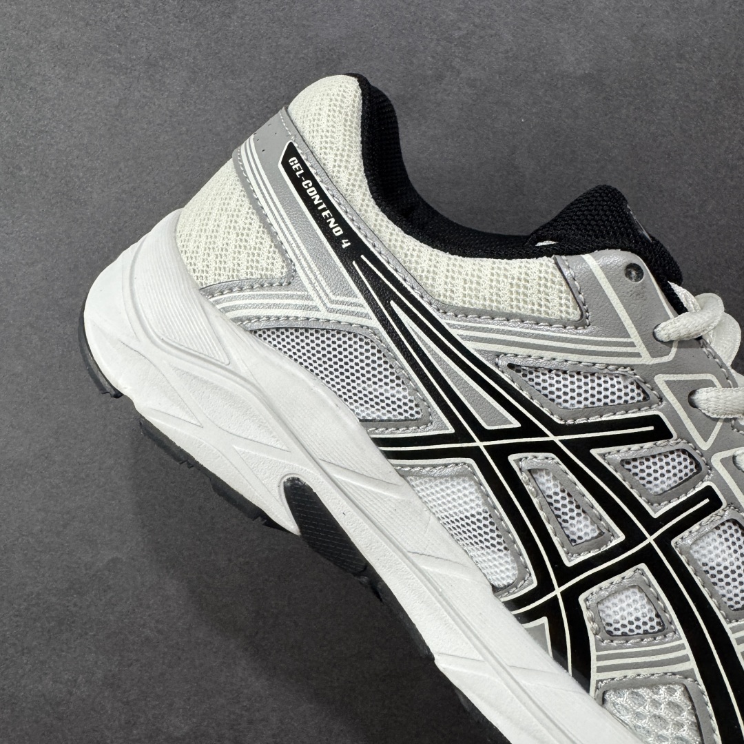 图片[6]-【K8版本】ASICS 亚瑟士 GEL-CONTEND 4缓震回弹透气跑步鞋 高颜值百搭入门级跑鞋 多层网面织物+植绒材质构成了亚瑟士logo图案，具有很高的品牌识别性。网面织物通风透气，植绒材料起到鞋面补强作用，提升跑鞋包裹性和使用寿命。亚瑟士核心就是稳定和缓震，即便GEL-CONTEND 4是最入门的产品，也还是有板有眼的。GEL-CONTEND 4的中底技术叫做AMPLIFOAM，表面上也就是EVA发泡材料的一种，在后跟下面植入GEL缓震胶，增加缓震能力。AHAR+防滑大底几乎布满整个鞋底，一方面能增加跑鞋的寿命，另外一方面在全掌覆盖同时能为足弓下方稳定性进行补强。 尺码：36-45 编码：YBB210220-选品中心