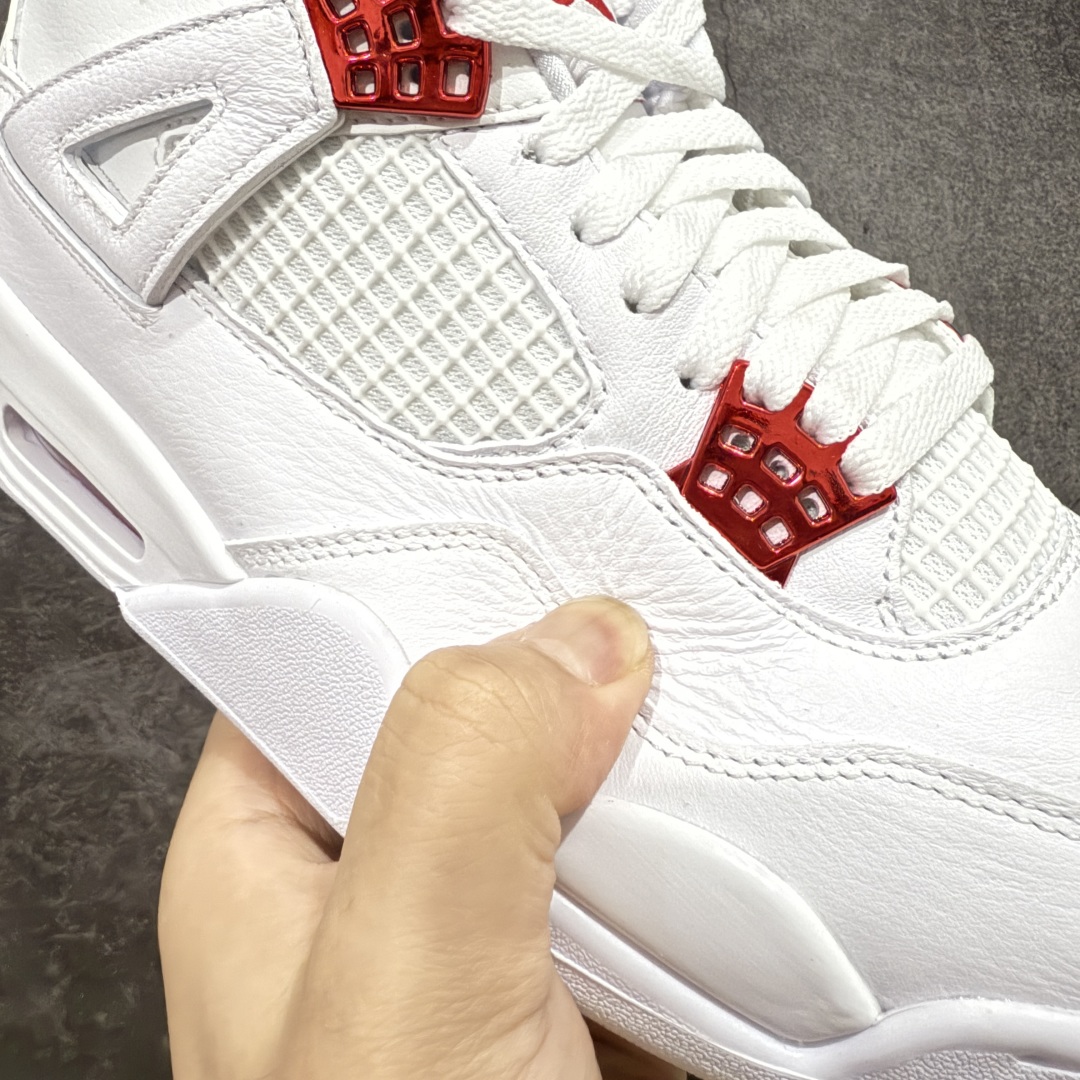 图片[4]-【原厂版】 Air Jordan AJ4 Retro 白红扣CT8527-112 全新升级改良 原鞋原楦原纸板同源开发 完美呈现乔4的版型 内侧正确双色网格 还原细节 原厂皮料 正确气垫颜色 正确网格工艺 正确拉帮工艺 全鞋原装材料制作 原档案原模具打造 支持全方位与正品对比 尺码：40 40.5 41 42 42.5 43 44 44.5 45 46 47.5-选品中心