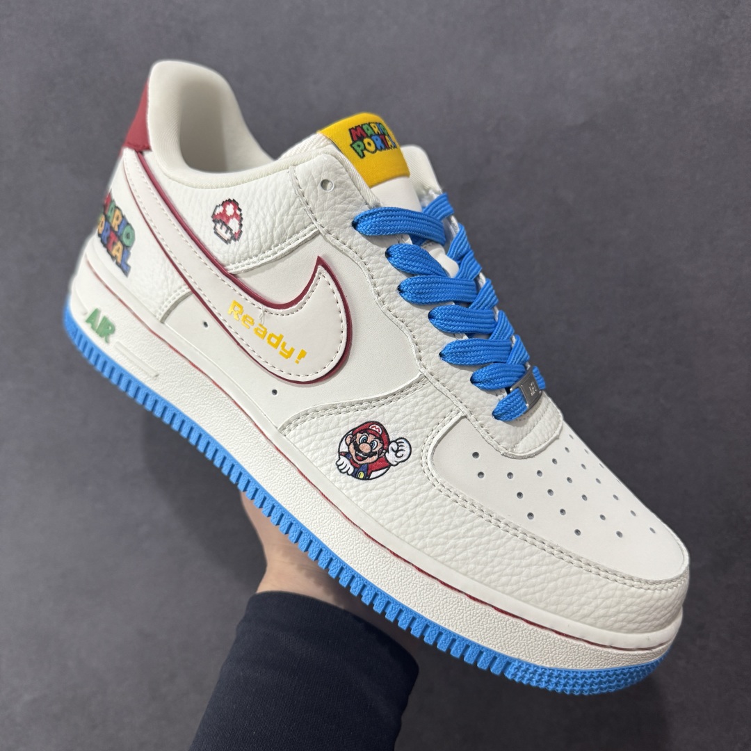 图片[3]-【定制版】Nike Air Force 1 Low 07 x Mario 白蓝彩 原楦头原纸板 打造纯正低帮空军版型 专注外贸渠道 全掌内置蜂窝气垫 原盒配件 原厂中底钢印、拉帮完美 货号：SC0601 567 尺码：36 36.5 37.5 38 38.5 39 40 40.5 41 42 42.5 43 44 44.5 45-选品中心