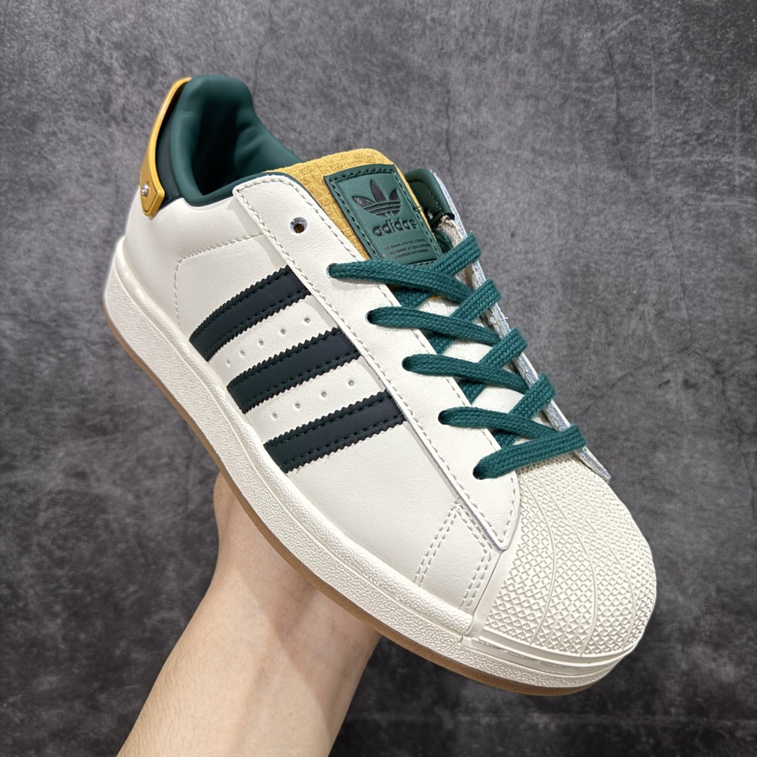 图片[3]-【公司级】阿迪达斯AD Originals Superstar 经典贝壳头休闲板鞋白绿棕 纯原鞋楦 立体LOGO 国内最高工艺 原装超软一体蓝底 头层抗裂牛皮 原厂数据密度鞋带 鞋舌3D高频版 货号：JQ6251 尺码：35 36 36.5 37 38 38.5 39 40 40.5 41 42 42.5 43 44 44.5 45-选品中心