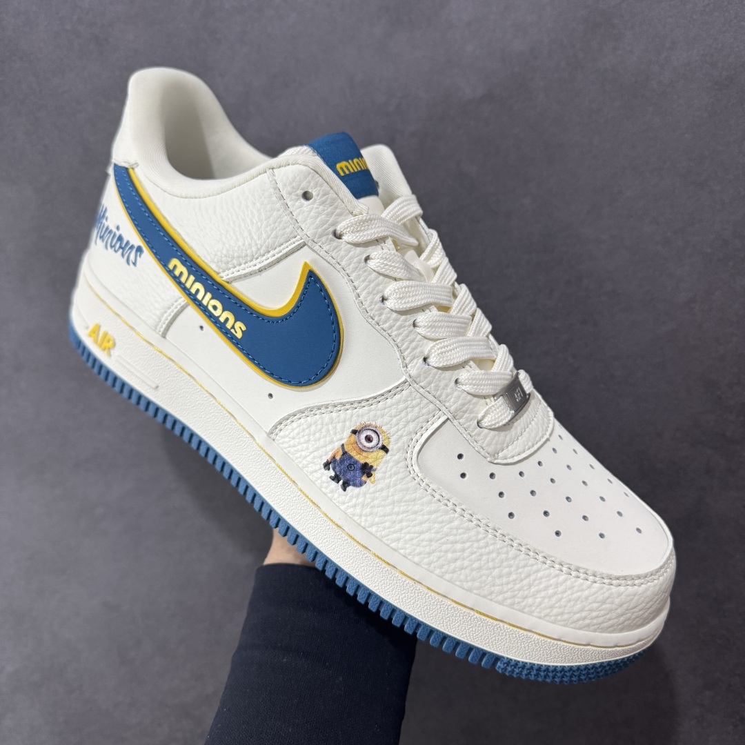 图片[3]-【定制版】Nike Air Force 1\’07 Low 小黄人 白蓝金韵 空军一号低帮休闲板鞋 SC0601-566  #原楦头原纸板 原装鞋盒 原厂鞋底 超高清洁度 细节完美  尺码：36 36.5 37.5 38 38.5 39 40 40.5 41 42 42.5 43 44 44.5 45 编码：HXSB310320-选品中心