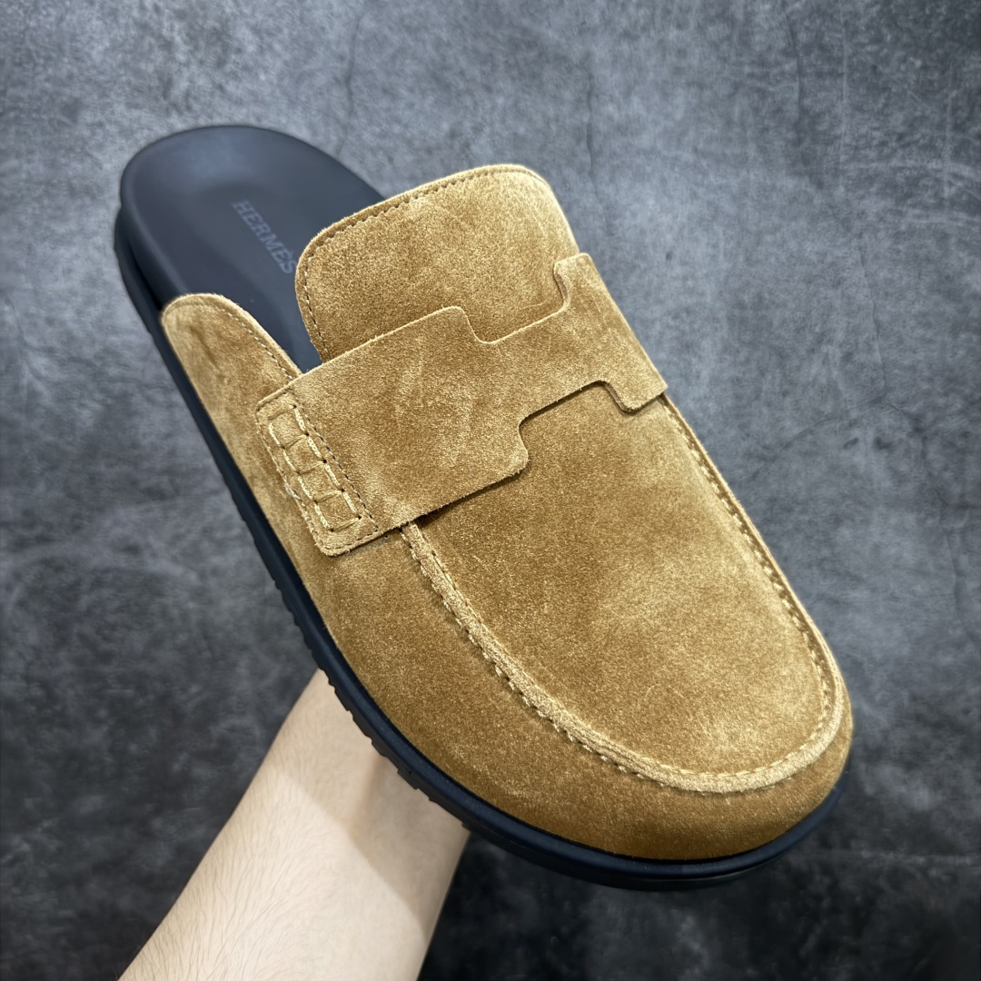 图片[3]-【佛山超A版】HERMES 爱马仕 GO MULE 老钱风 绒面革 半包头穆勒拖鞋 原版开发 进口头层反绒牛皮 高端零售专供 平台外贸专供品质 区别市面通货 尺码：39 40 41 42 43 44 45-选品中心