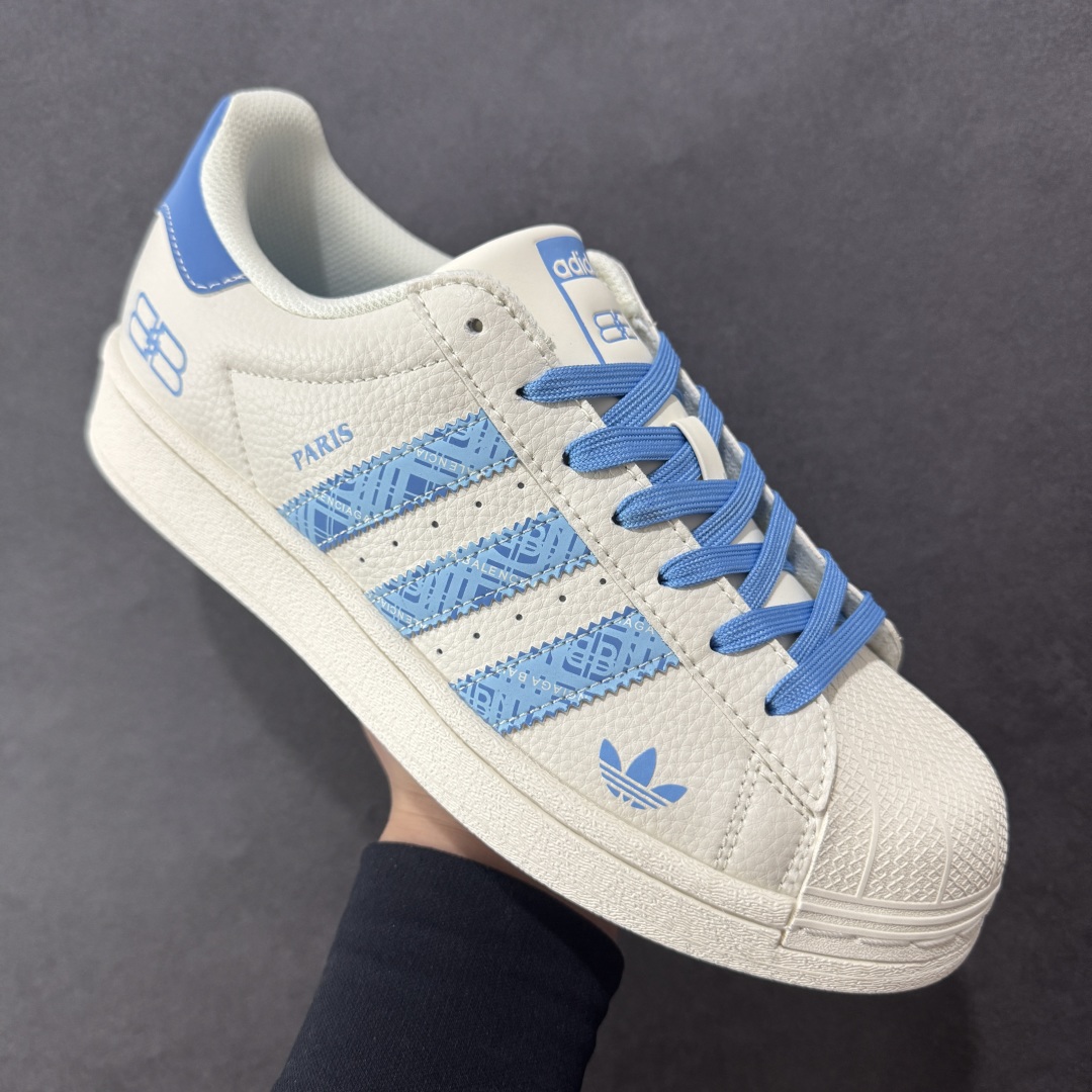 图片[3]-【定制版】AD Originals Superstar x Balenciaga 白蓝 采用全新头层拼接皮革材质 后跟采用特色3D立体印字 渠道正品订单 诠释市场最高工艺水平 全鞋进口头层皮料打造 区别市面普通真标版本，进出专柜无压力 货号：DS0020 尺码：36-45-选品中心
