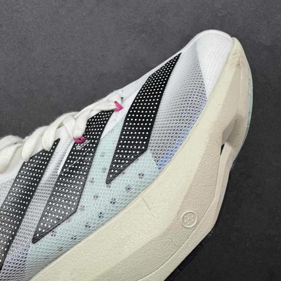 图片[5]-【公司级】AD Adizero Adios Pro 3 马拉松竞速专业跑鞋 针织网面非常轻薄 纤维间的缝隙很大 可以保证跑步时的透气、排汗效果 鞋舌直接与两侧的内衬和鞋底连接在一起 在跑步过程中不会被鞋舌的左右移动所困扰 在标准鞋带孔的基础上再拓宽一组鞋带孔 适合不同脚型的需求 突破性 EnergyRods 技术，有助于跑者实现更好的成绩 中底独特的LIGHTSTRIKE PRO泡棉材质 微弹感觉在跑步过程中给予了良好的支撑体验 对于顶级精英和高水平进阶跑者来说 ADIOS PRO是一双值得信赖的竞速比赛用鞋 货号：GV7067 尺码：36-40-选品中心