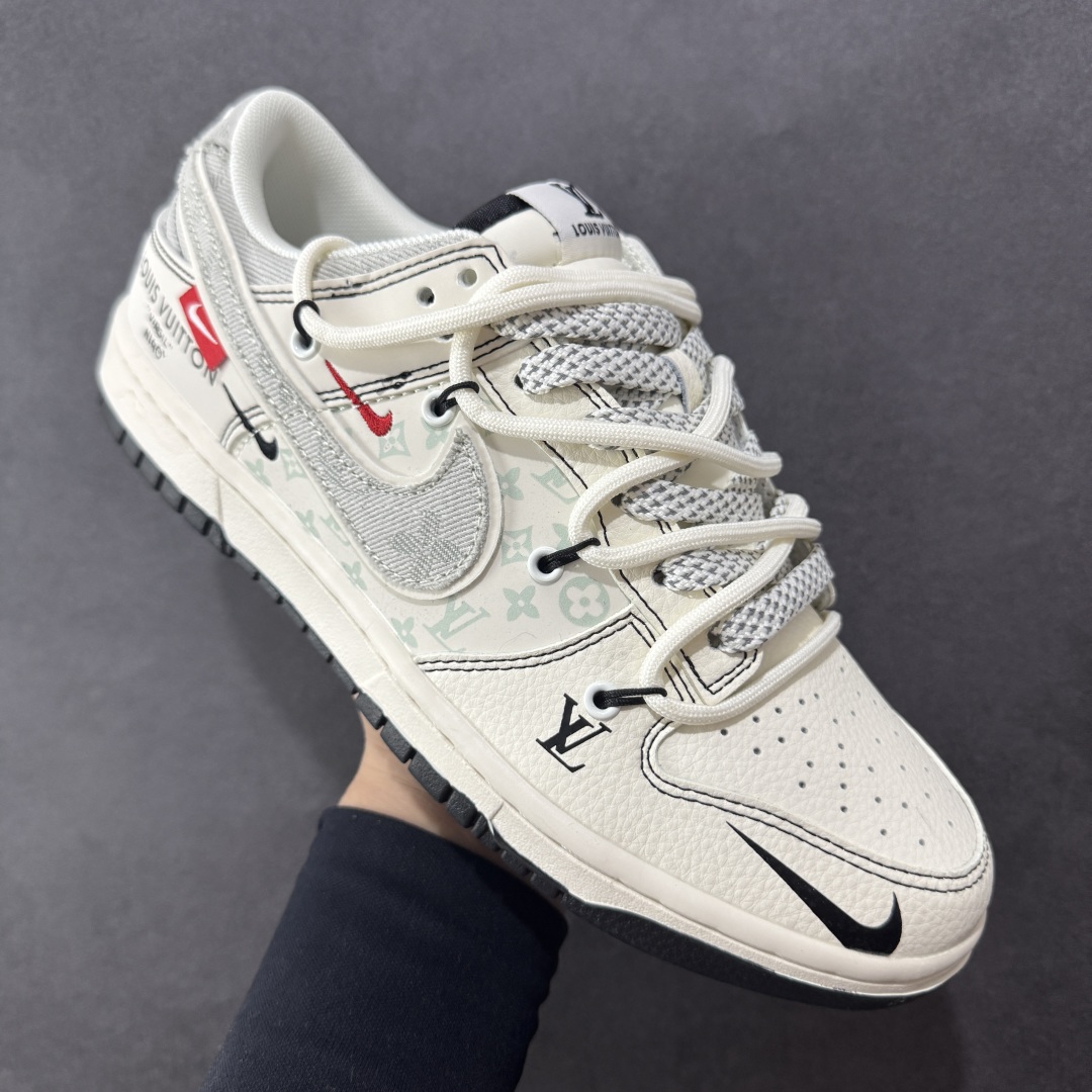 图片[3]-【定制版】Nike SB Dunk Low LV联名 灰布勾抽绳 周年高端定制 低帮休闲板鞋 #定制鞋盒 大厂纯原品质出货 超高清洁度 皮料切割干净无任何毛边 细节完美 货号：YX5066-379 尺码：36 36.5 37.5 38 38.5 39 40 40.5 41 42 42.5 43 44 44.5 45 编码：HXSB350360-选品中心