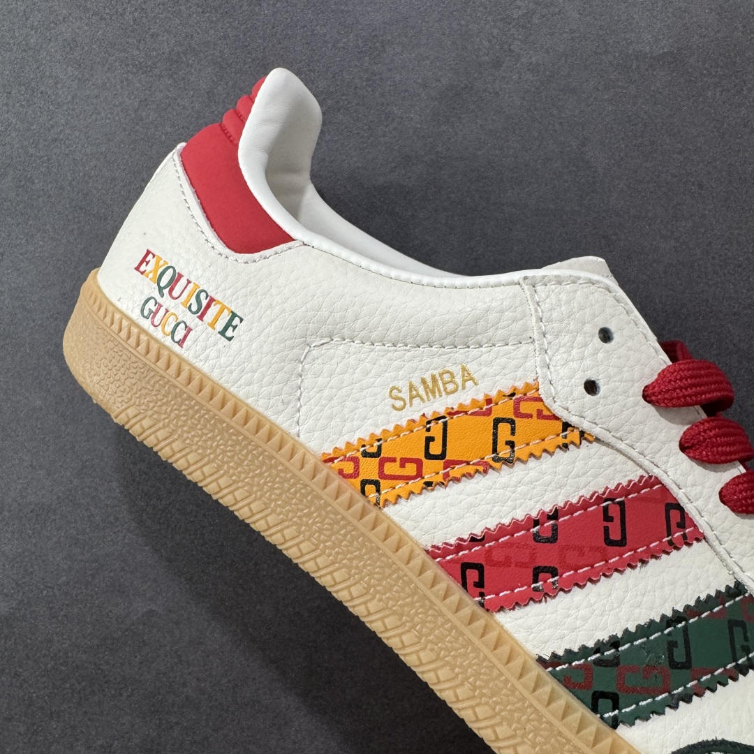 图片[6]-【定制版】adidas originals Samba OG x GUCCI 绿白红 桑巴舞系列复古经典轻便板鞋 此款以简约大方的造型设计 给人以随性休闲的时尚格调 穿着舒适轻便，运动灵活自如 满足日常个性穿搭 货号：DB0001 尺码：36 36.5 37 38 38.5 39 40 40.5 41 42 42.5 43 44 44.5 45-选品中心