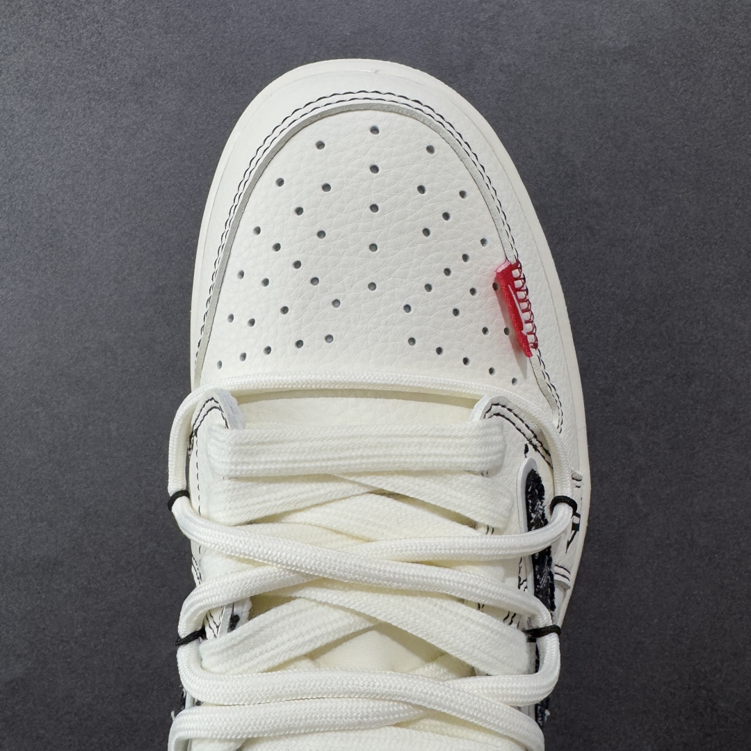 定制版Travis Scott x Fragment Design x Jordan Air Jordan 1 Low OG SP “LV联名—黑帆布抽绳” 联名低帮休闲板鞋  YX5066-388