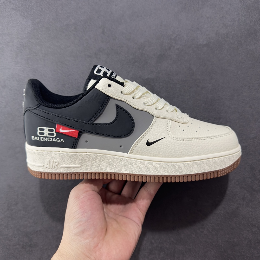 定制版Nike Air Force 1 ’07 Low “巴黎世家联名——米灰黑生胶”空军一号 低帮 运动鞋  HJ3318-005