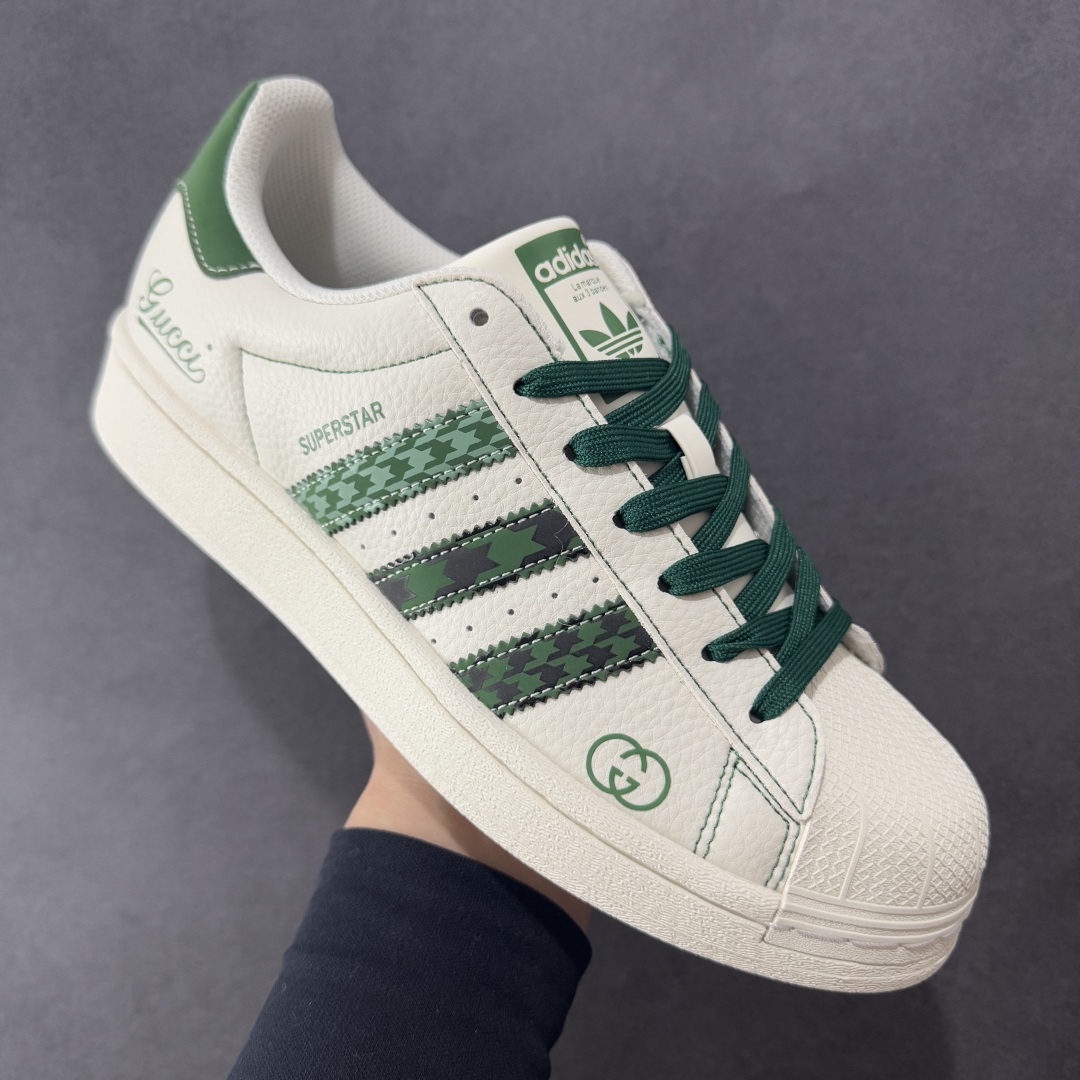 定制版AD Originals Superstar x GUCCI 白绿休闲运动鞋  DS0022