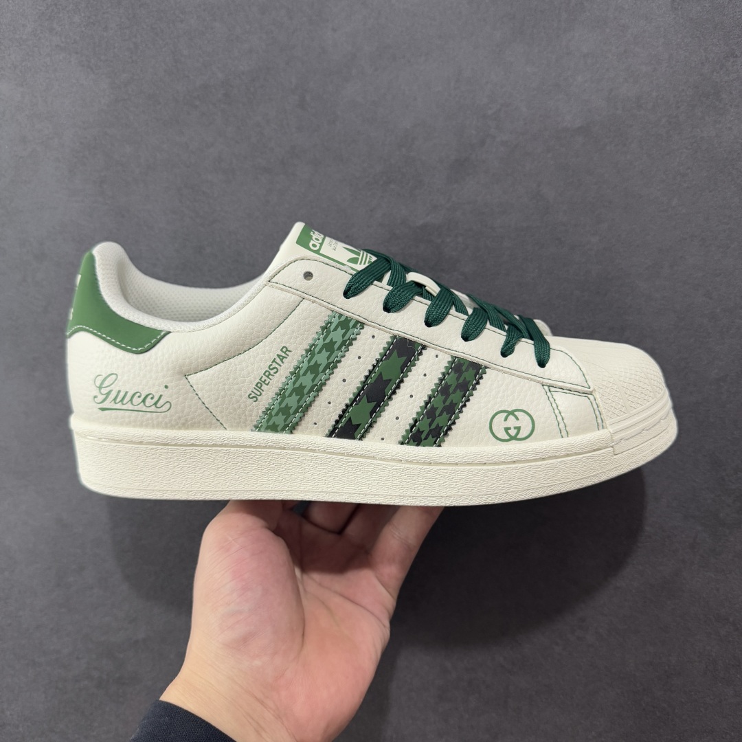 定制版AD Originals Superstar x GUCCI 白绿休闲运动鞋  DS0022