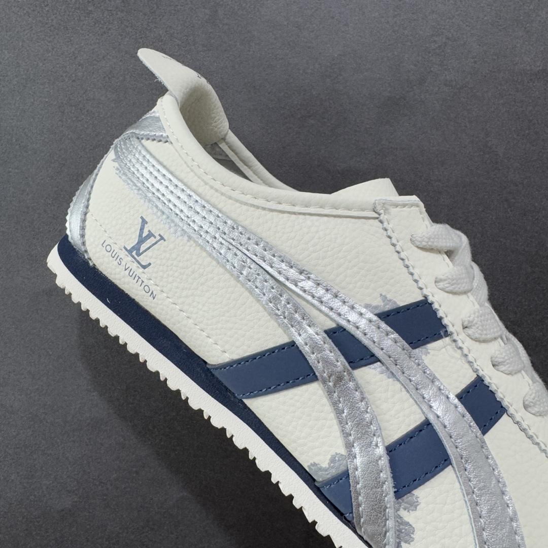 定制版OnitsukaTiger 鬼冢虎 LV联名 低帮运动休闲鞋 藏蓝银撞色条纹配色  DL408-143