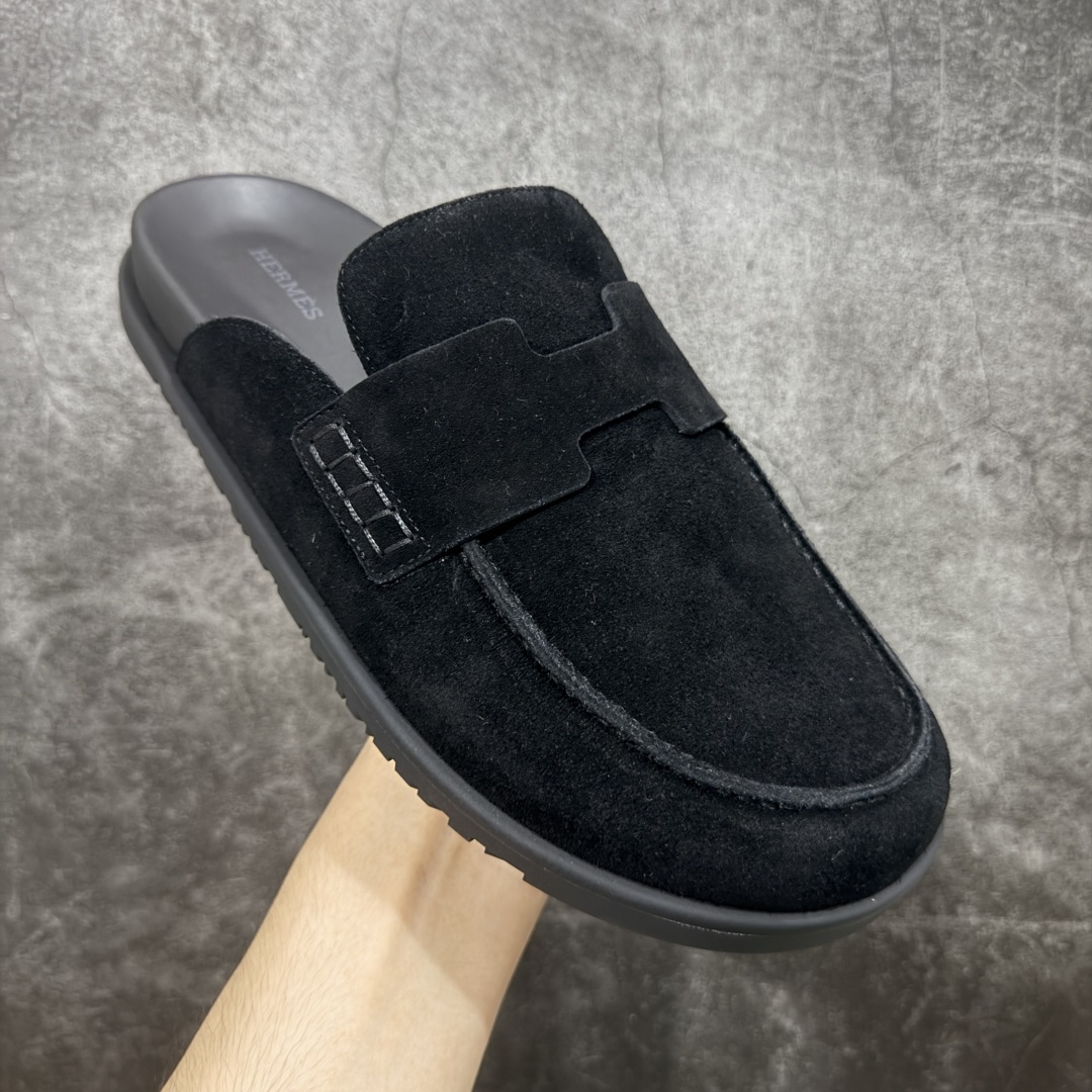 佛山超A版HERMES 爱马仕 GO MULE 老钱风 绒面革 半包头穆勒拖鞋