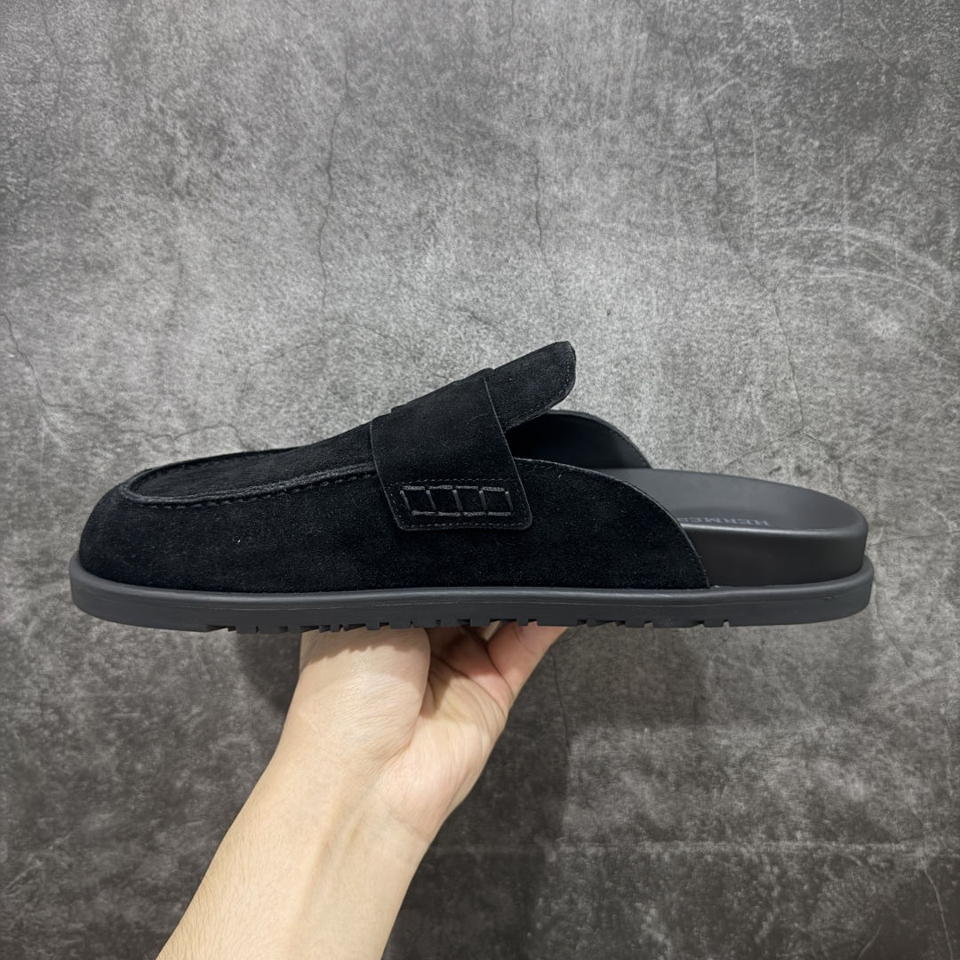 佛山超A版HERMES 爱马仕 GO MULE 老钱风 绒面革 半包头穆勒拖鞋