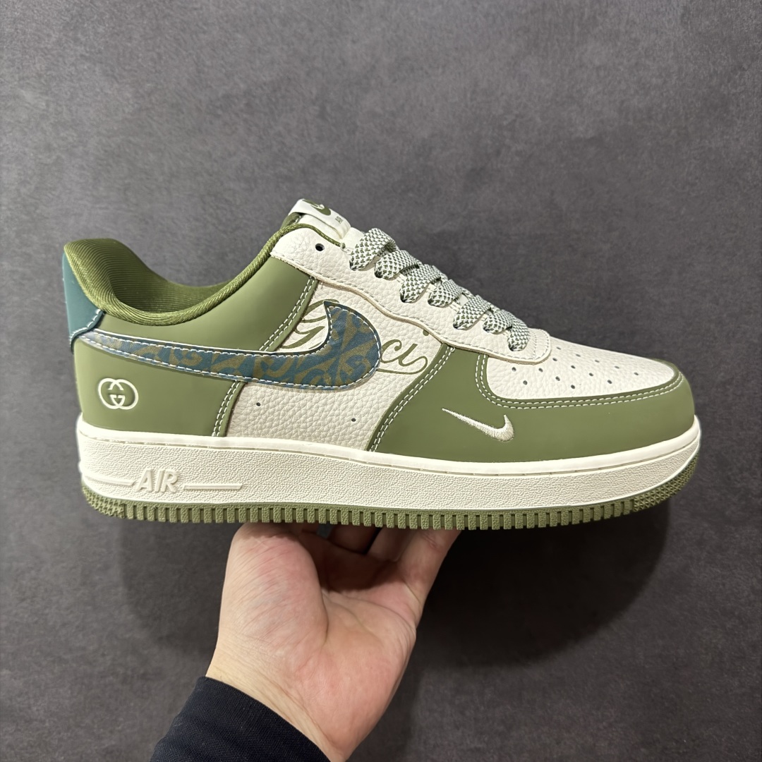 定制版Nike Air Force 1’07 Low 古驰联名 草绿 空军一号低帮休闲板鞋  KK1988-094