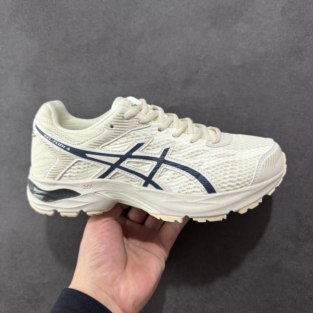 180 1 K8版本Asics 亚瑟士GEL-FLUX 4代 系列低帮城市休闲运动跑步鞋 “米白深蓝” 1011A614-102