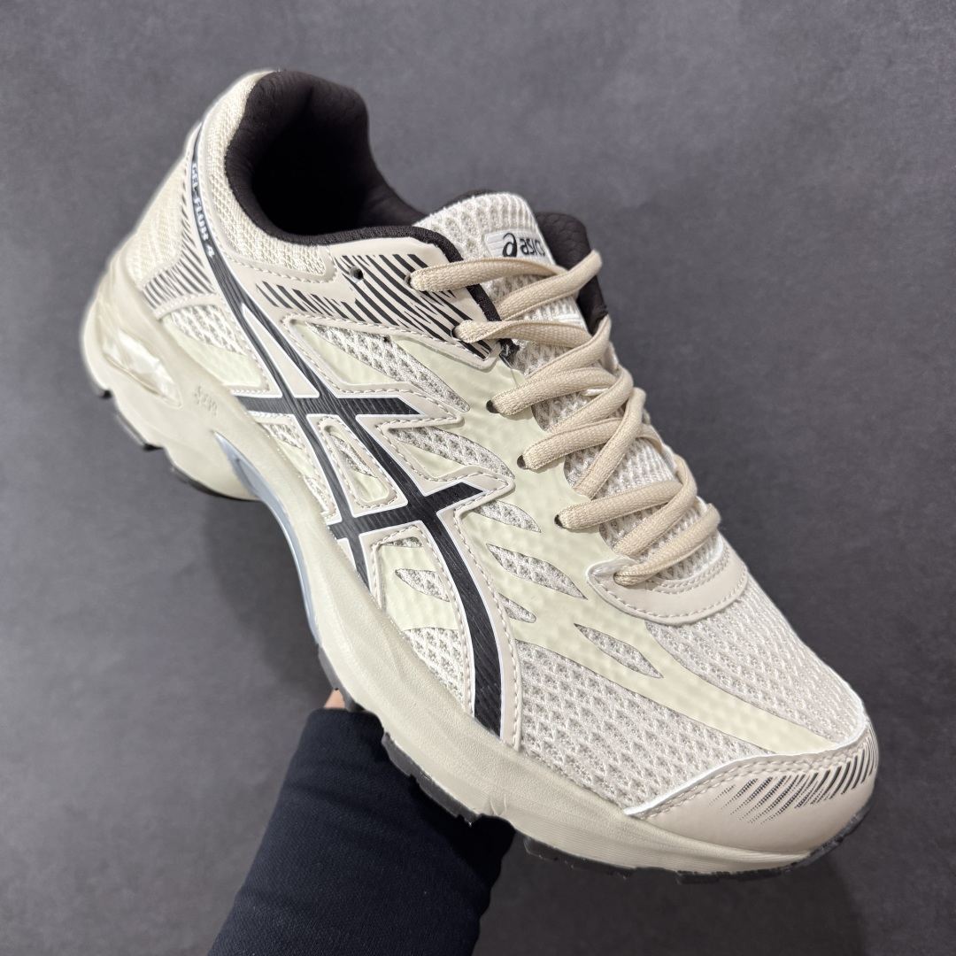 1 K8版本Asics 亚瑟士GEL-FLUX 4代 系列低帮城市休闲运动跑步鞋 “米白深蓝” 1011A614-200