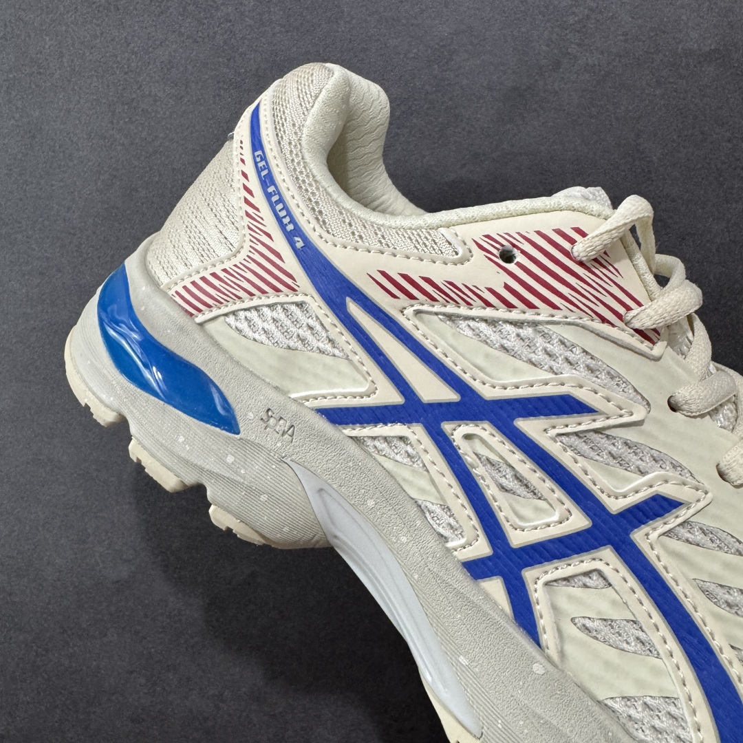 1 K8版本Asics 亚瑟士GEL-FLUX 4代 系列低帮城市休闲运动跑步鞋 “米白深蓝” 1011A614-109