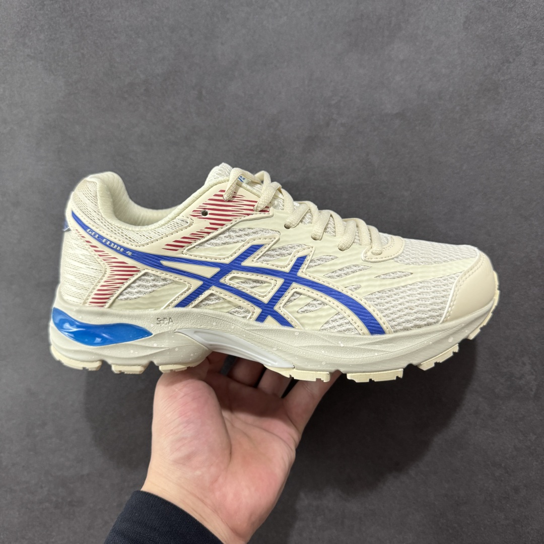 1 K8版本Asics 亚瑟士GEL-FLUX 4代 系列低帮城市休闲运动跑步鞋 “米白深蓝” 1011A614-109